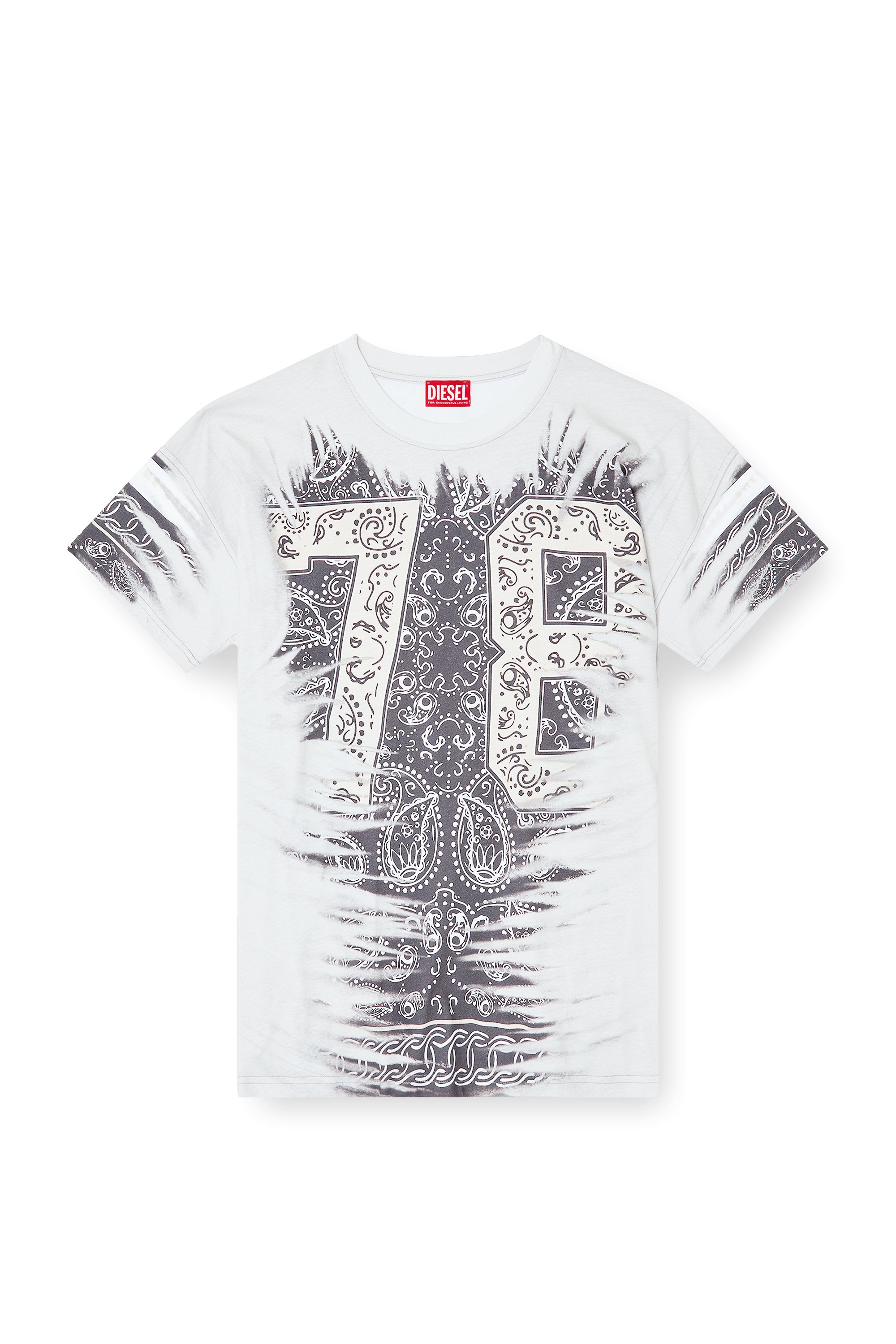 Diesel - T-BOXT-78-R1, Man's T-shirt with 78 bandana print in White - 4