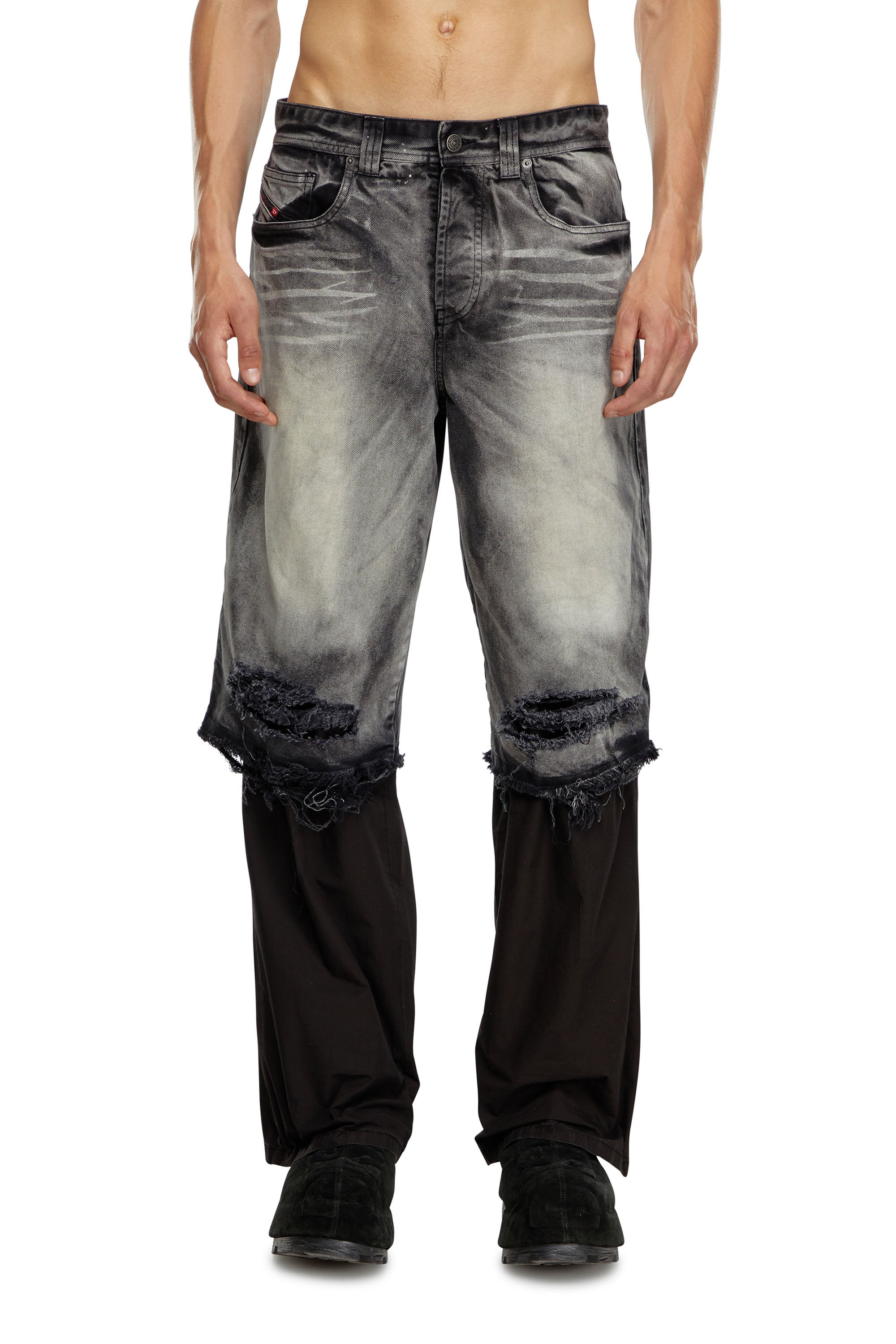 Diesel - P-HANS, Man 5-pocket pants with layered leg in Multicolor - Image 1