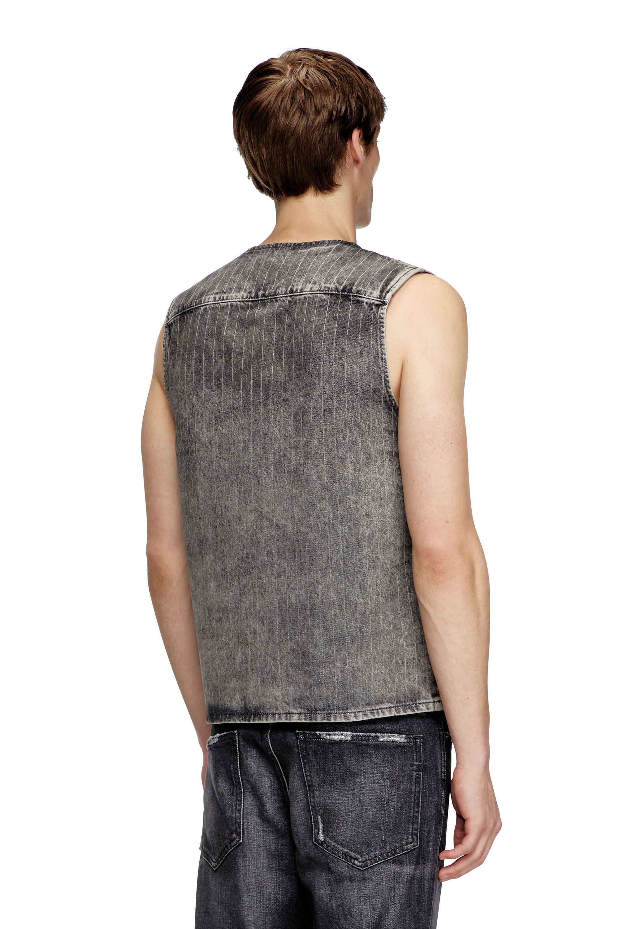 Diesel - D-SUND-S, Unisex's Vest in tailoring pinstripe denim in Grey - 4