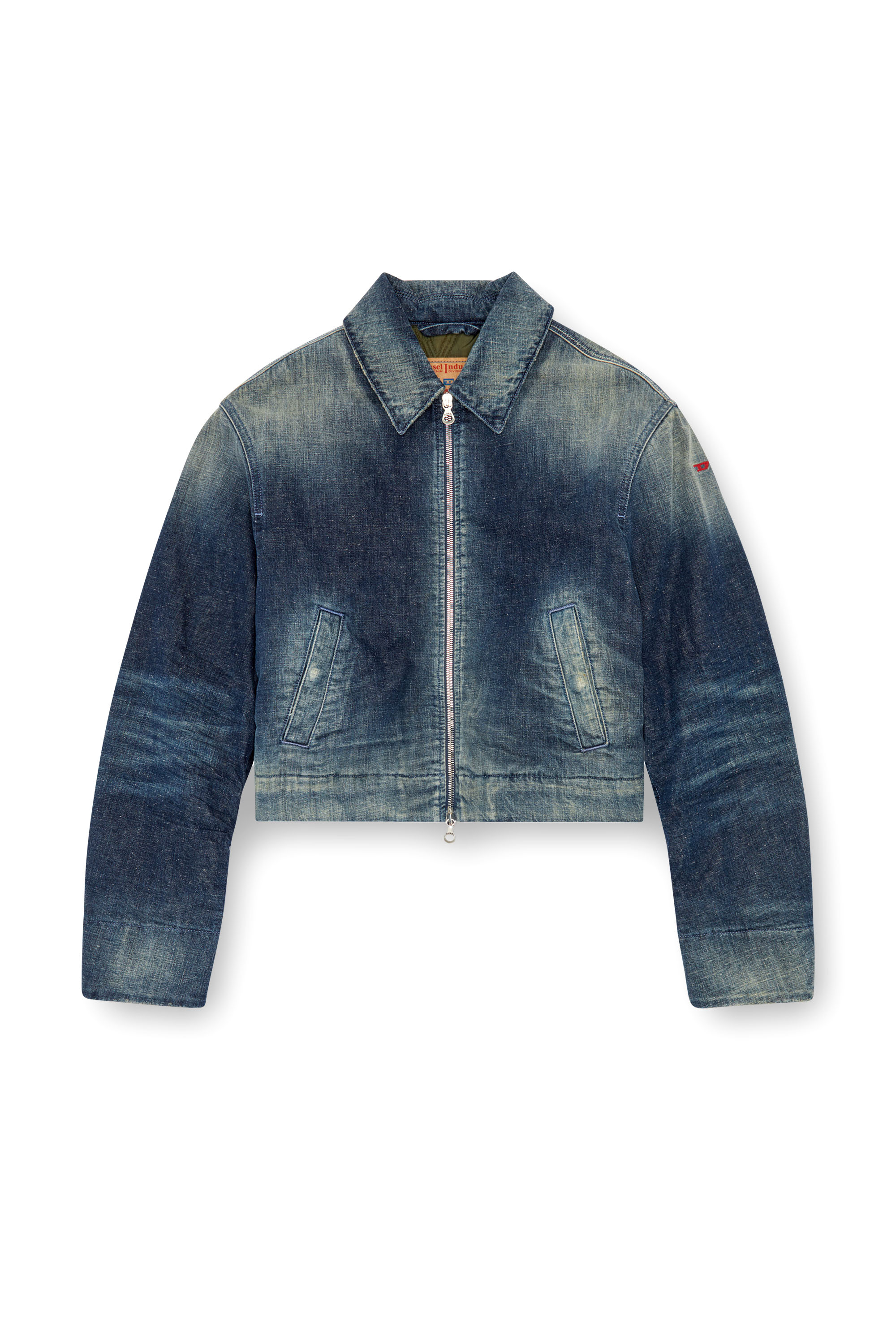 Diesel - DE-NOVA, Chaqueta acolchada en denim de estilo utility Mujer in Azul marino - 3