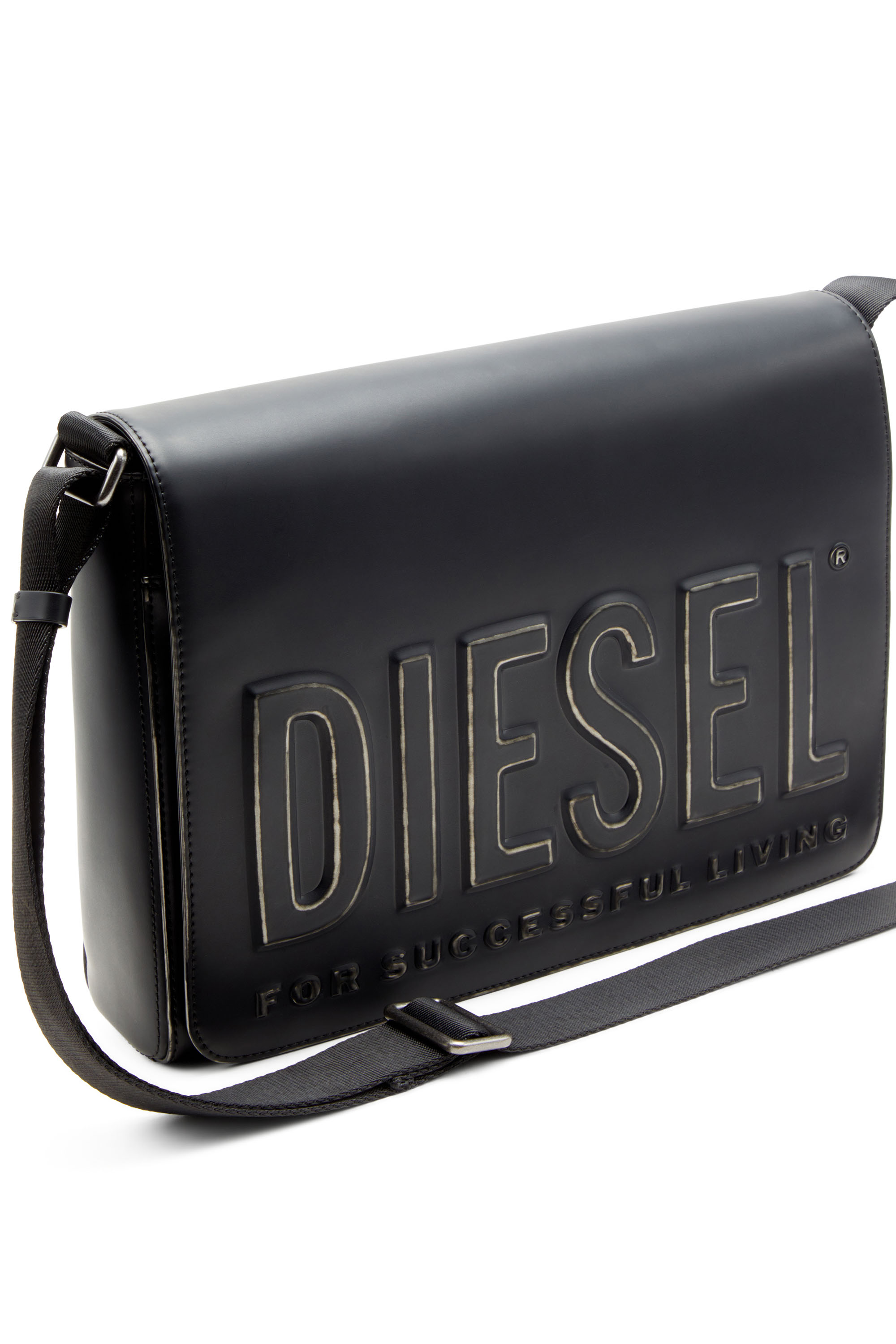 Diesel - DSL 3D MESSENGER S X, Man's Messenger bag in brushed PU in Black - 5