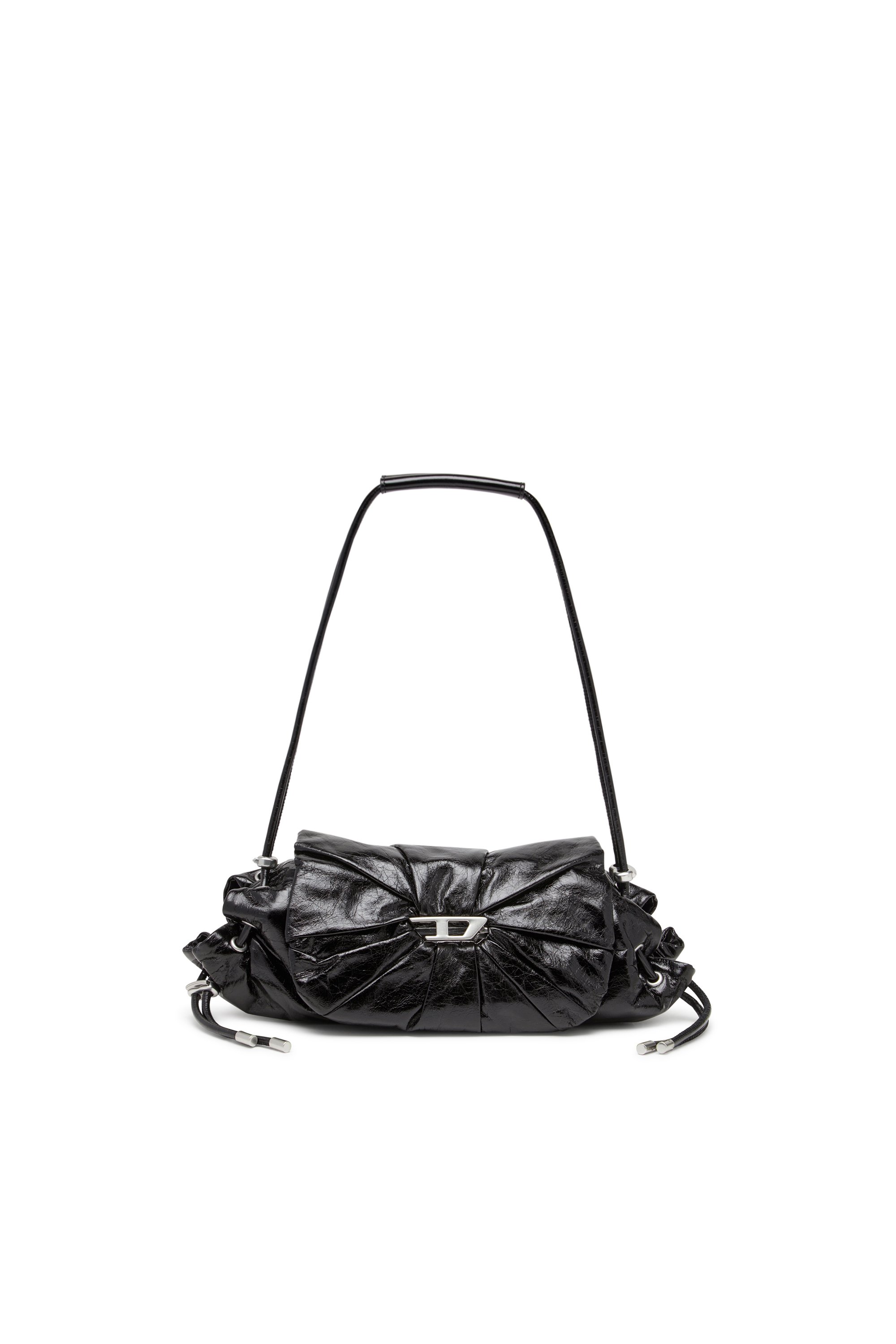 Diesel - SCRUNCH-D SHOULDER S, Scrunch-D S-Bolso de hombro de cuero arrugado Mujer in Negro - 1