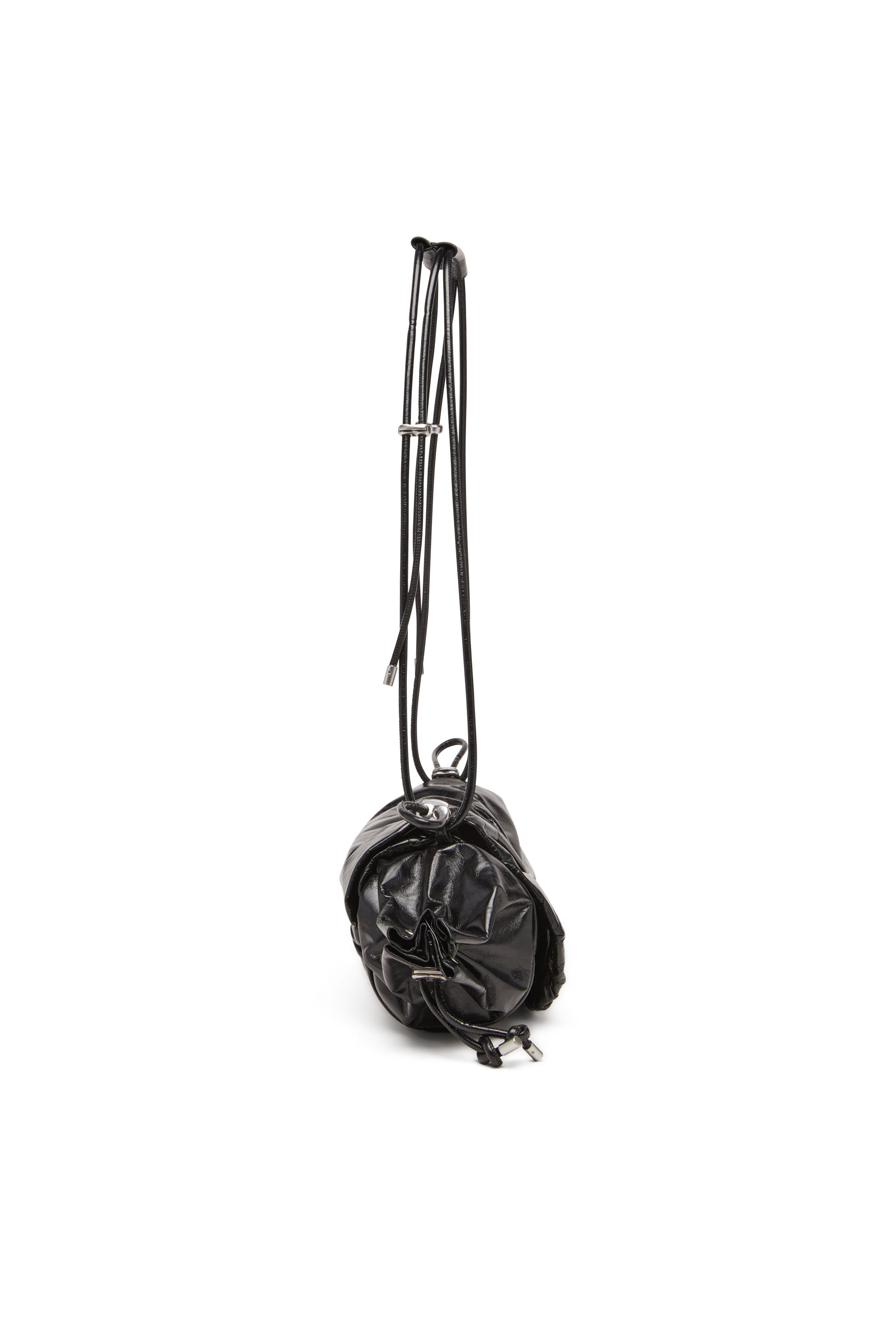 Diesel - SCRUNCH-D SHOULDER M, Scrunch-D M-Bolso de hombro en cuero brillante Mujer in Negro - 3