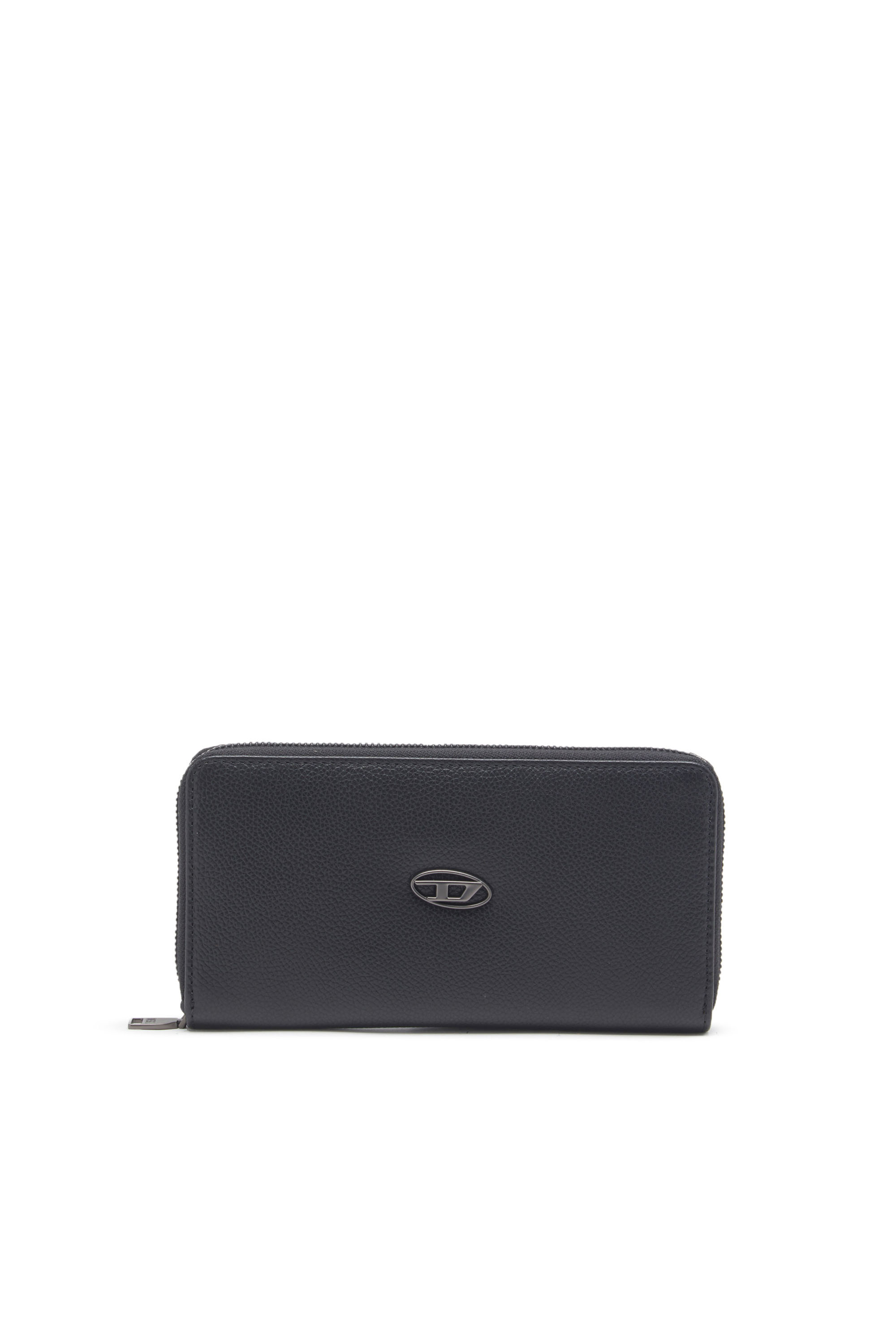 GARNET Man: Leather zip-around wallet with logo plaque | Diesel