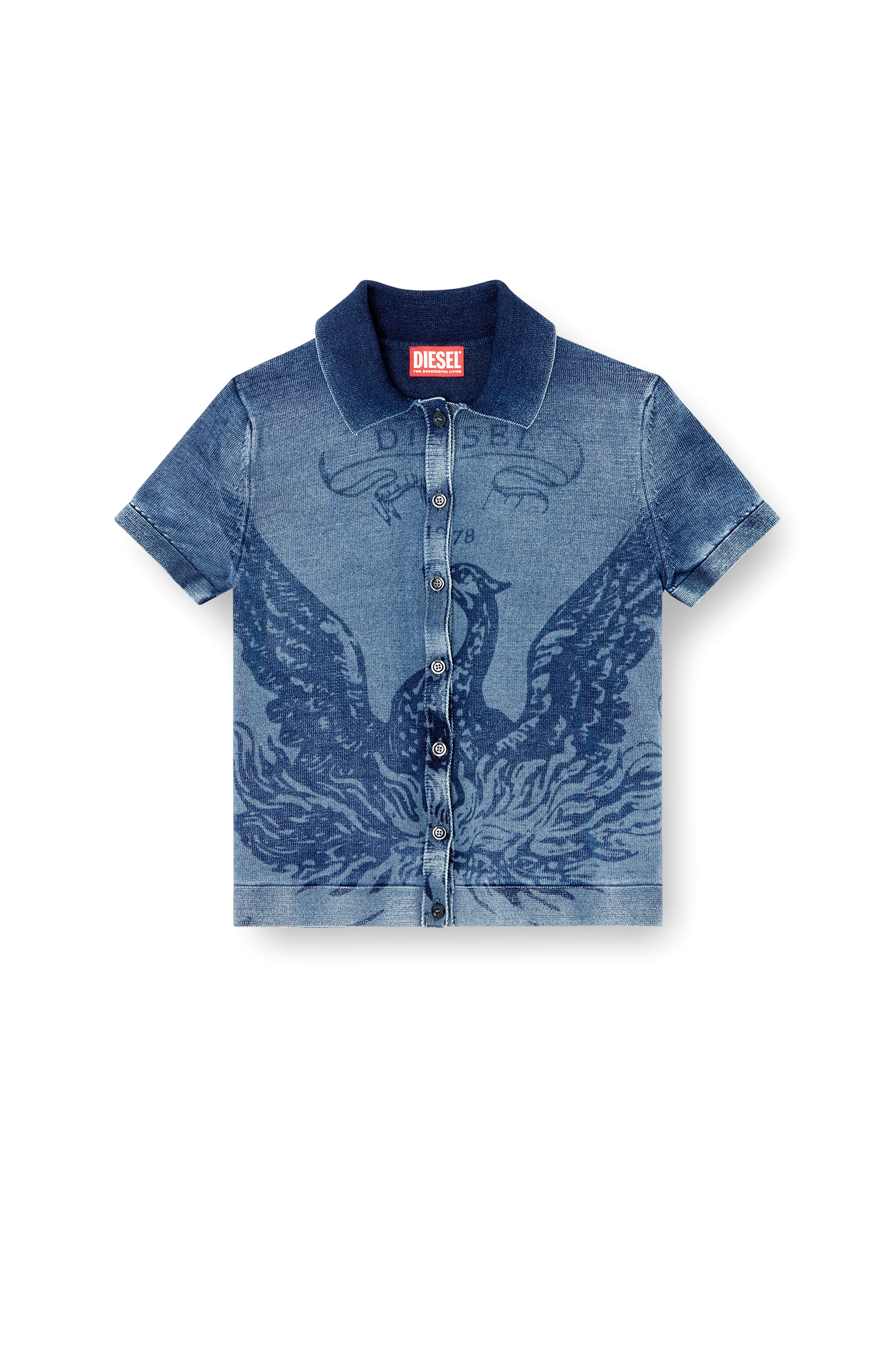 Diesel - M-FENNY, Woman's Indigo shirt-cardigan with Phoenix logo in Medium blue - 5
