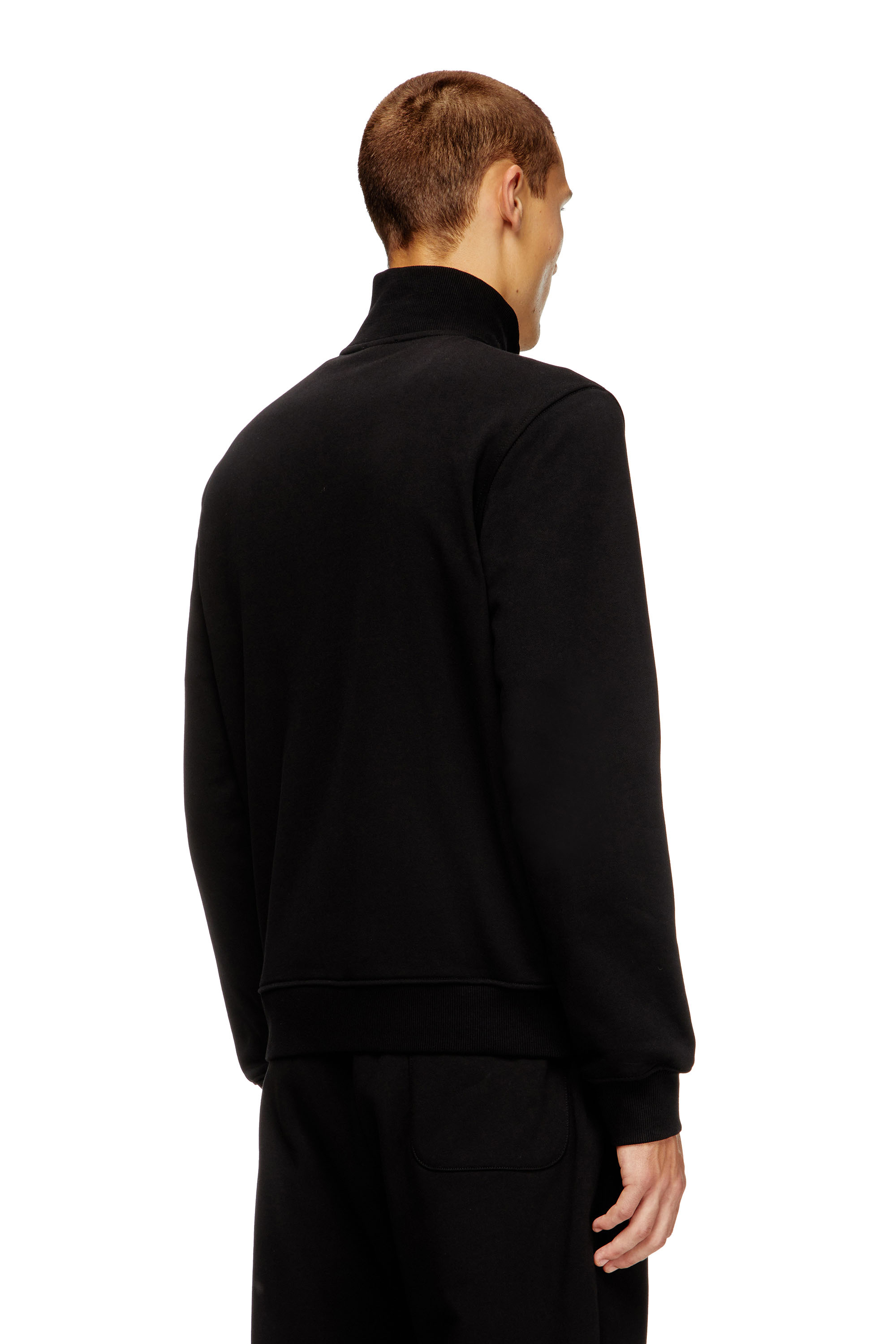 Diesel - S-GINNI-ZIP-OD, Man's Zip-up sweatshirt with metallic logo in Black - 3