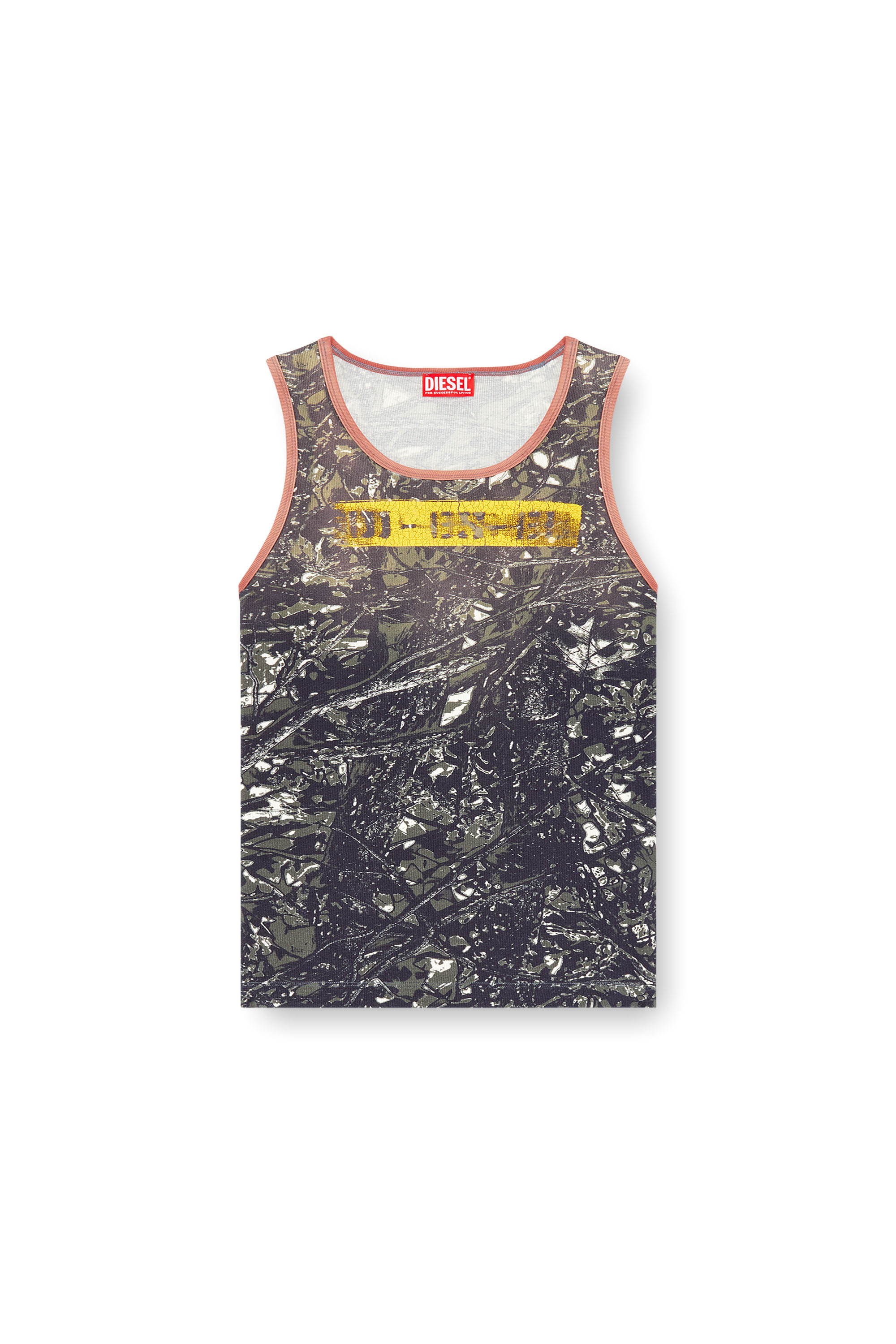 Diesel - T-LIFTY-CAMOU, Man's Camo print vest with contrasting trims in Black/Green - 4