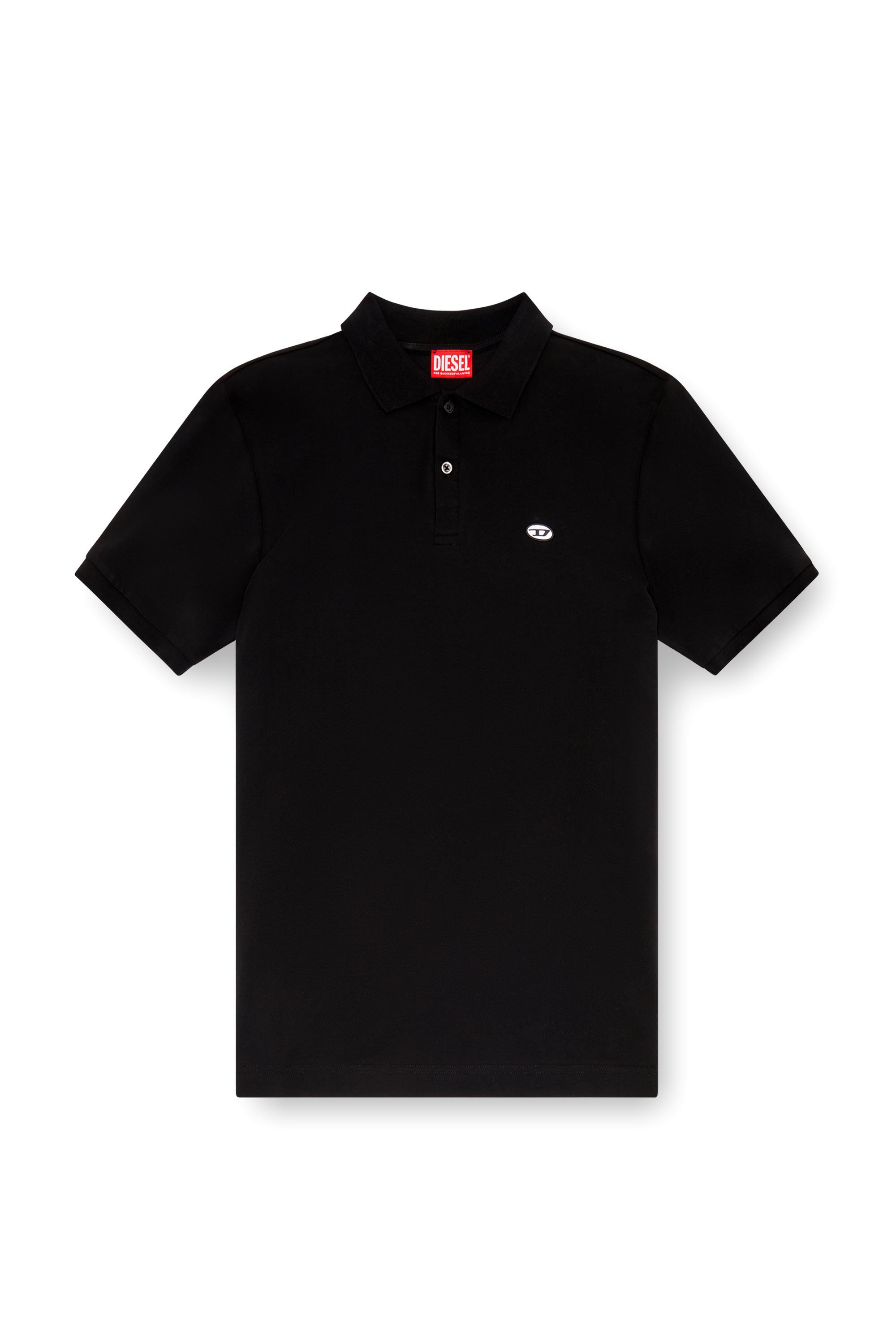 Diesel - T-REJUST-DOVAL-PJ, Man Polo shirt with Oval D patch in Black - Image 4