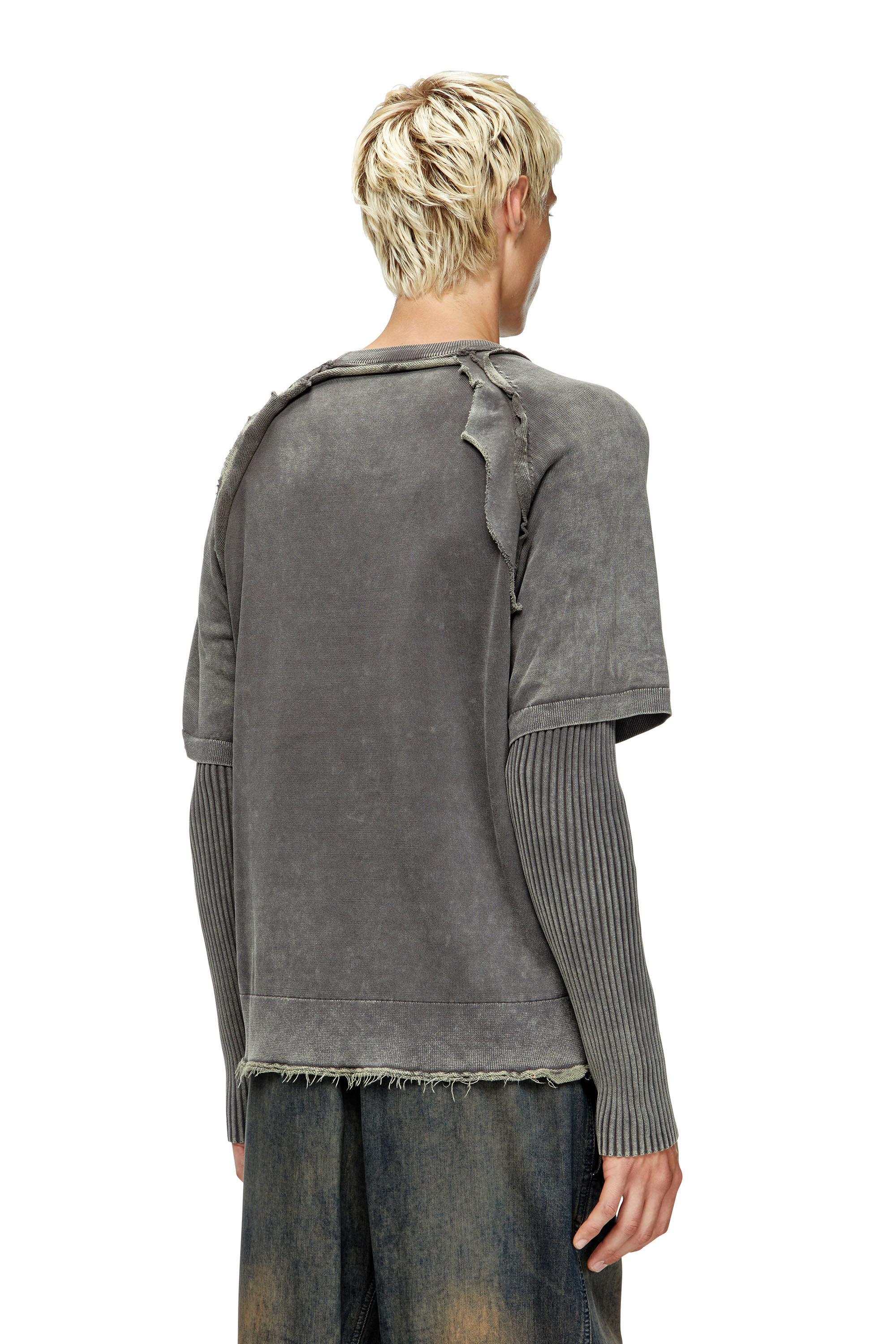 Diesel - K-PETRO, Jersey en capas con efecto destruido Hombre in Gris - 3