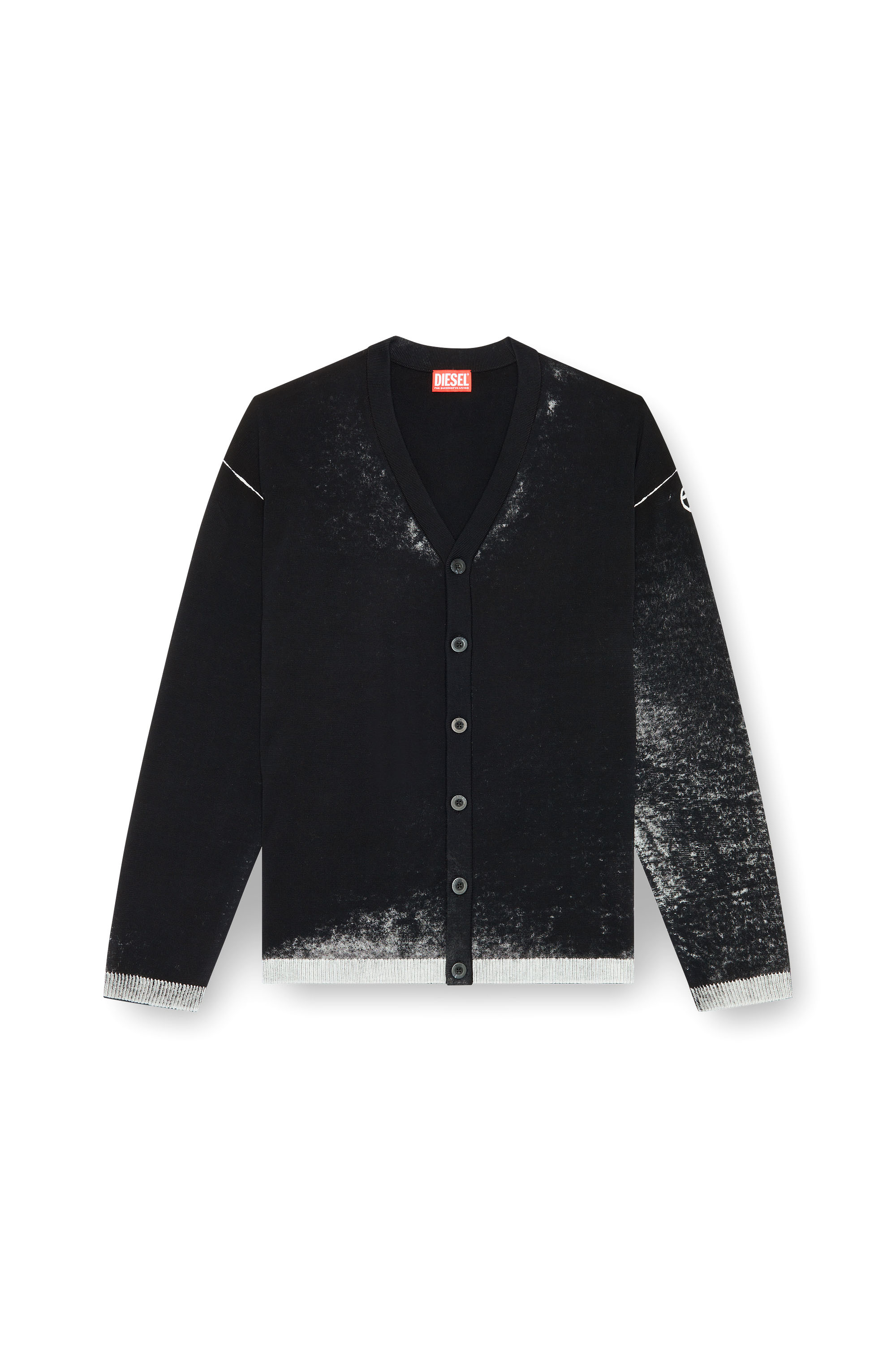 Diesel - K-LARENCE-CARDIGAN-B, Man Reverse-print cotton cardigan in Black - Image 6