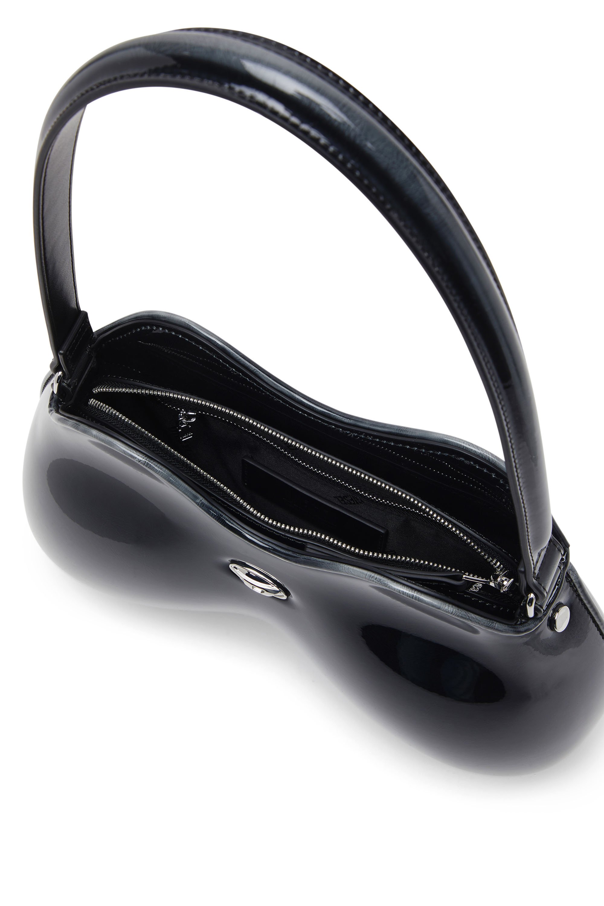 Diesel - DOUBLE-D SHOULDER, Double-D-Bolso rígido de hombro en PU brillante dégradé Mujer in Negro - 4