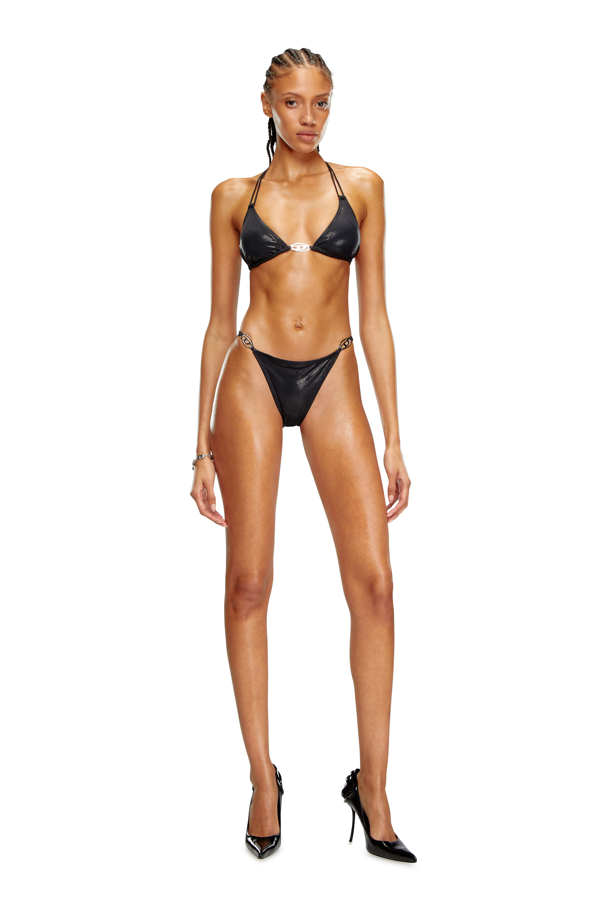 Diesel - BFB-SEES-O, Mujer Sujetador de bikini con placa Oval D in Negro - Image 3