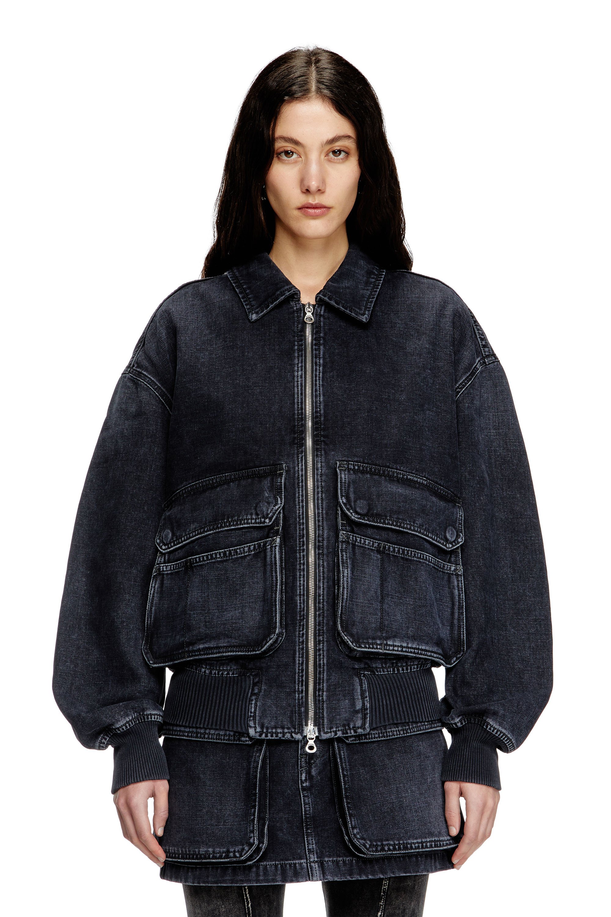 Diesel - D-KURZ, Unisex's Jacket in batavia-weave denim in Black - 5