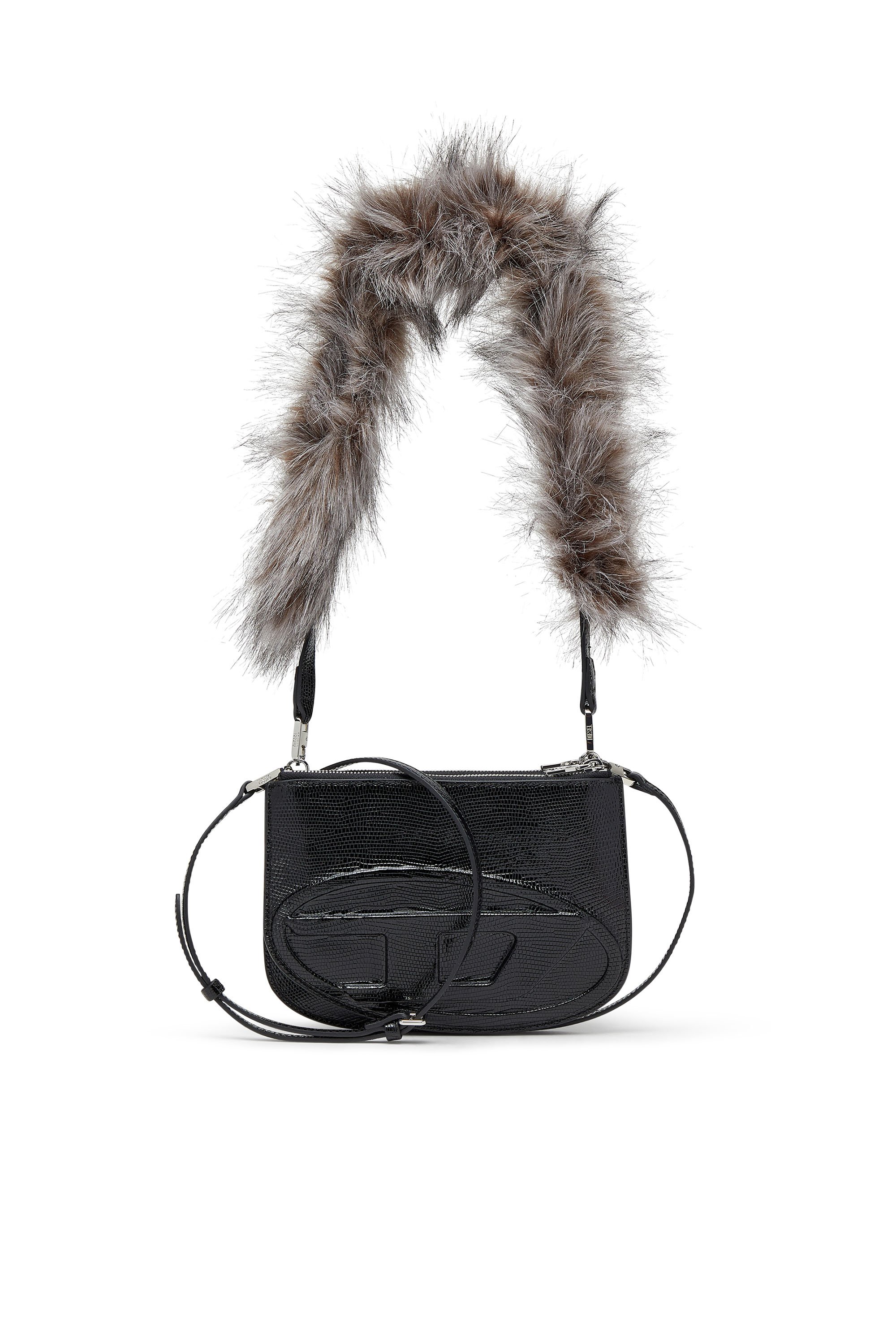 Diesel - 1DR TWIN, Woman's 1DR Twin-Double-pouch shoulder bag in embossed leather in Black - 1