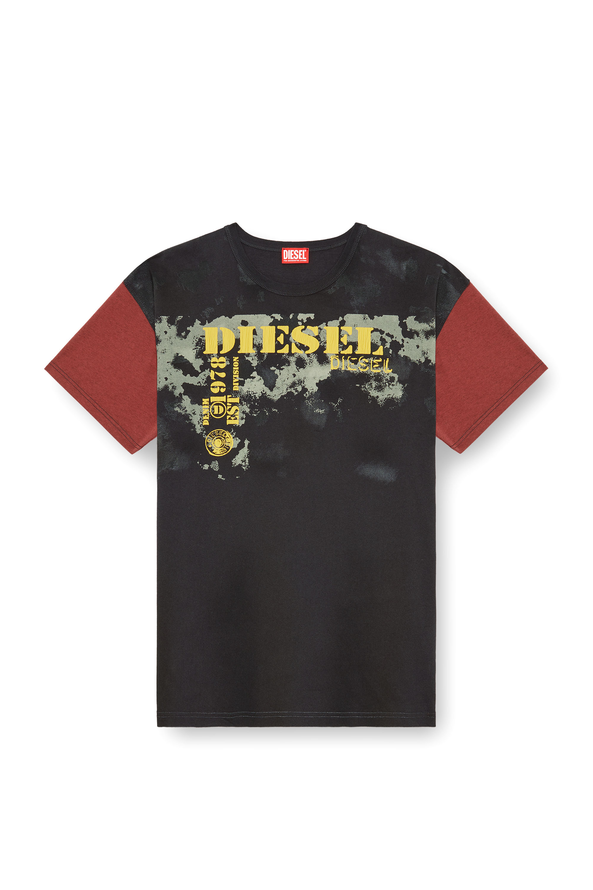 Diesel - T-BOXT-Q4, Man Colour-block T-shirt with dirty effects in Multicolor - Image 4