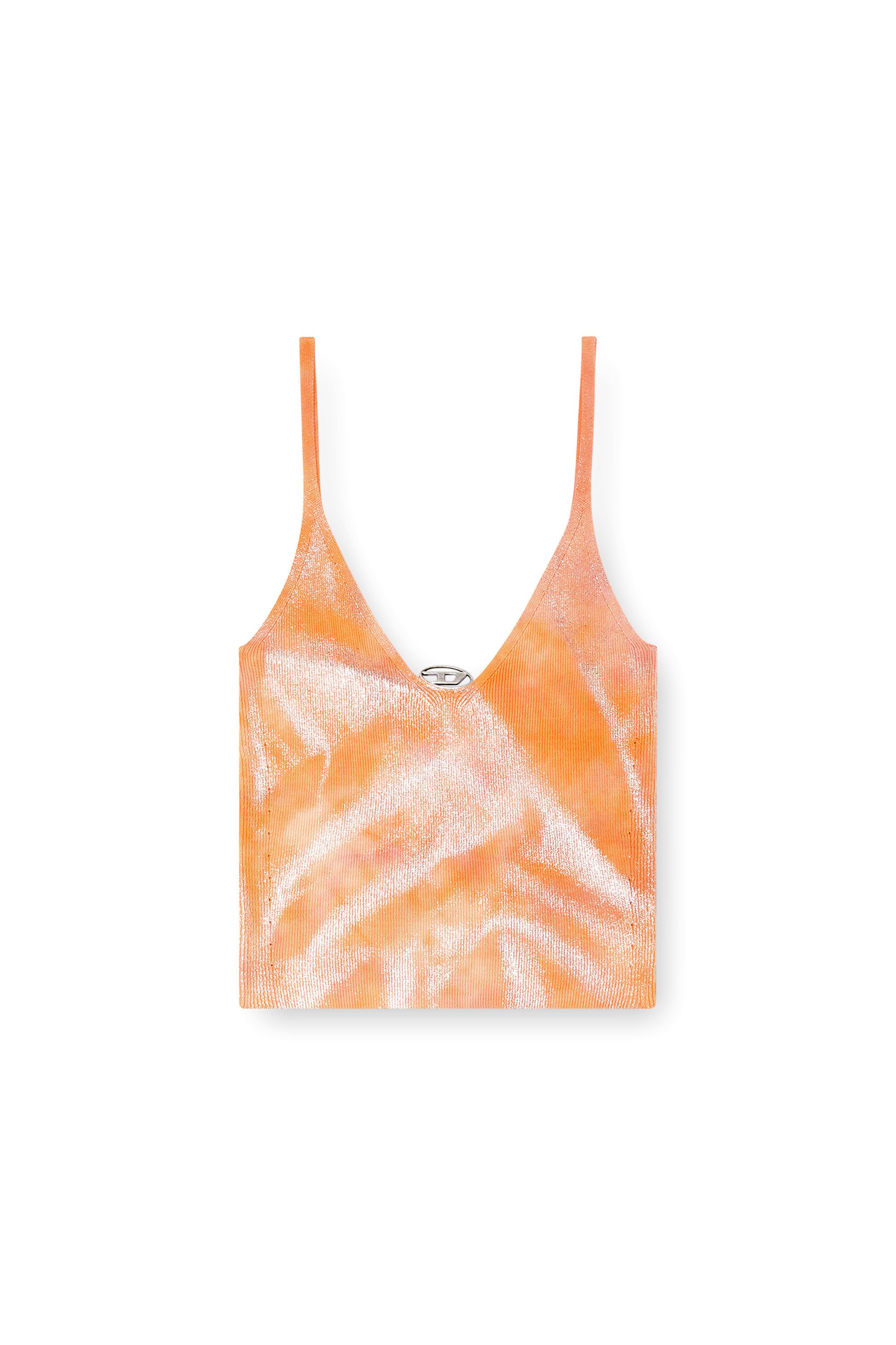 Diesel - M-ISMINA, Woman's Cami top in metallic solarised knit in Orange - 5