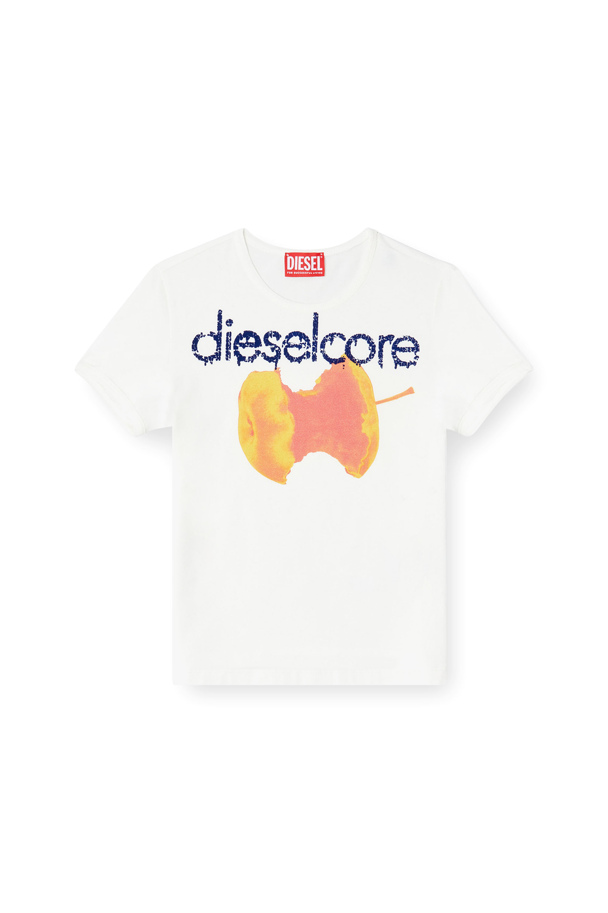 Diesel - T-UNCUTIES-SHORT-Q2, Woman's T-shirt with Diesel Core logo in White - 4