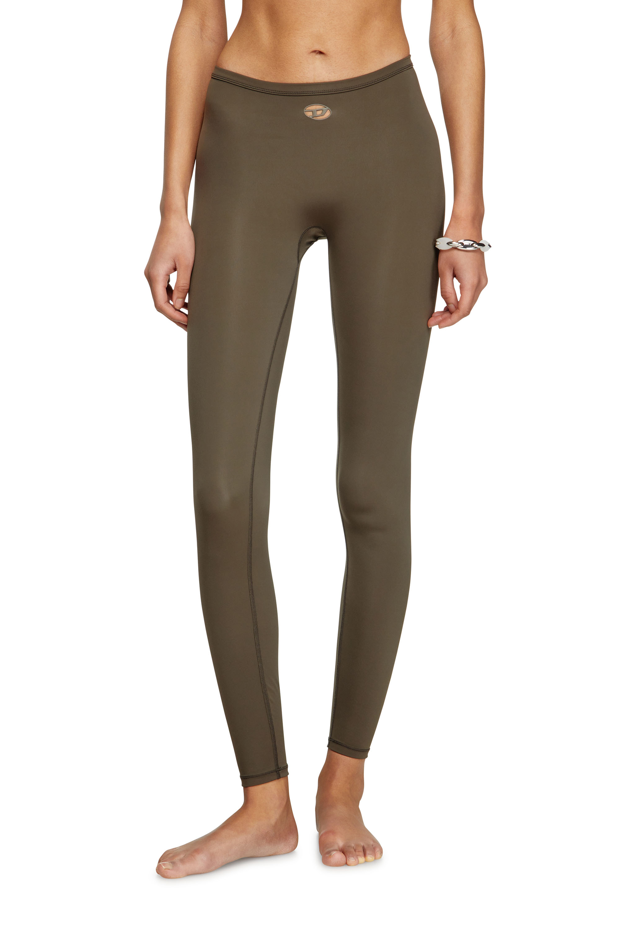 Diesel - MINA-UTLT, Leggings de nailon elástico Mujer in Marrón - 2