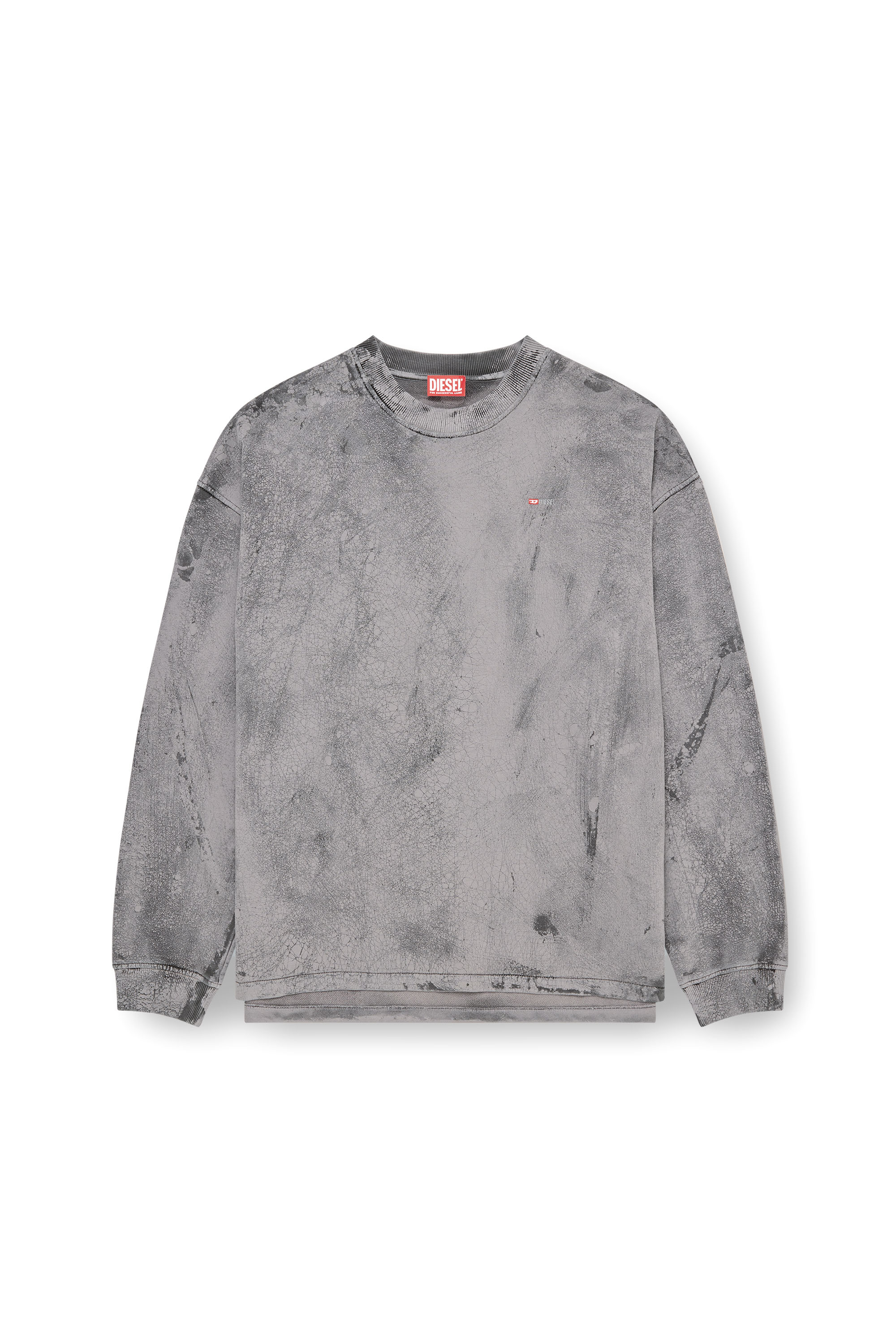 Diesel - S-BAXT-T1, Sudadera con efecto agrietado y logotipo micro Hombre in Gris - 3