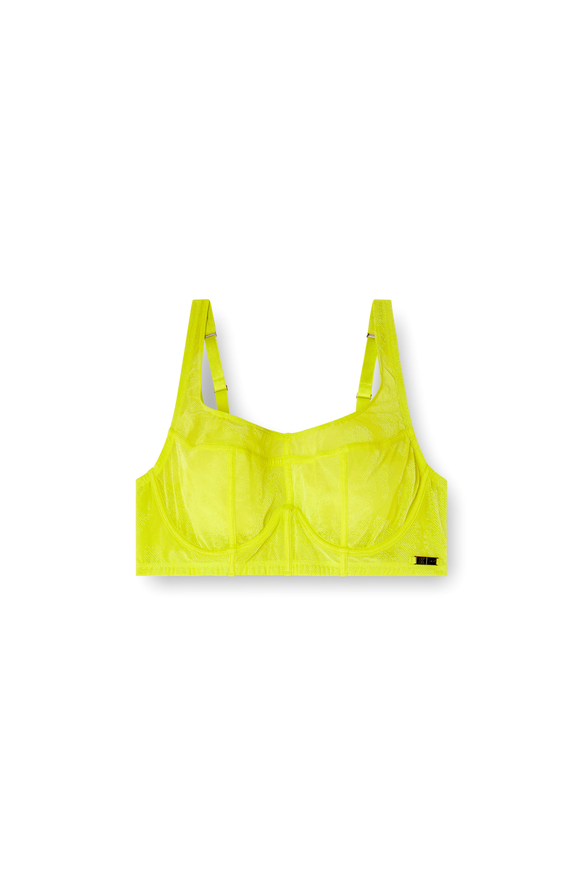 Diesel - C-LONGLINE-BRA, Sujetador de línea larga de malla en relieve Mujer in Verde - 5