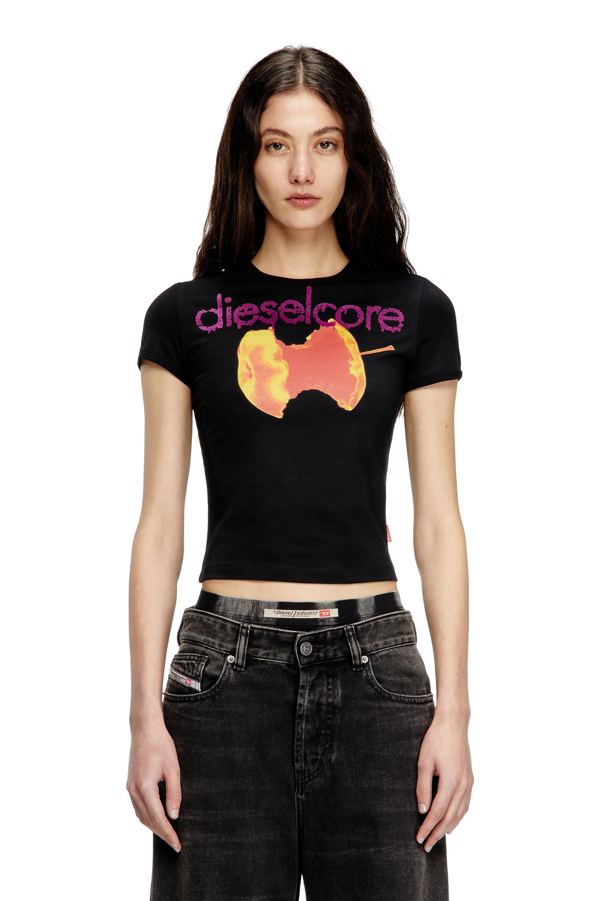 Diesel - T-UNCUTIES-SHORT-Q2, Camiseta con logotipo Diesel Core Mujer in ToBeDefined - 1