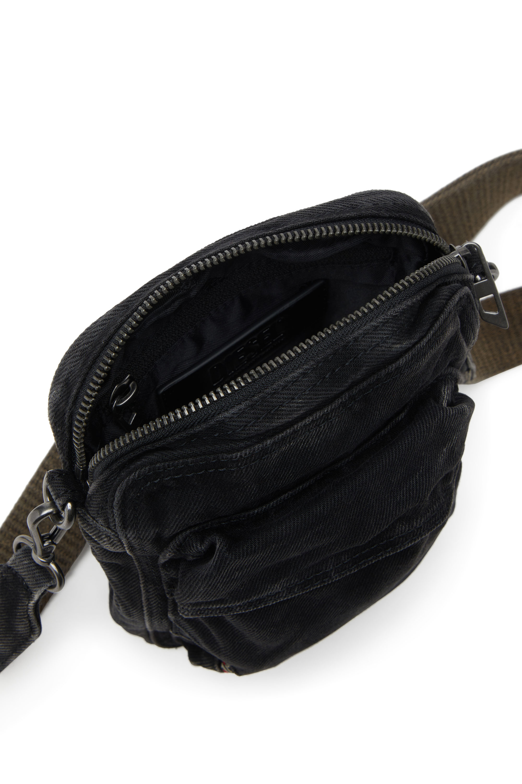 Diesel - MULTI-PKTS CROSSBODY X, Man's Crossbody bag in washed denim in Black - 5