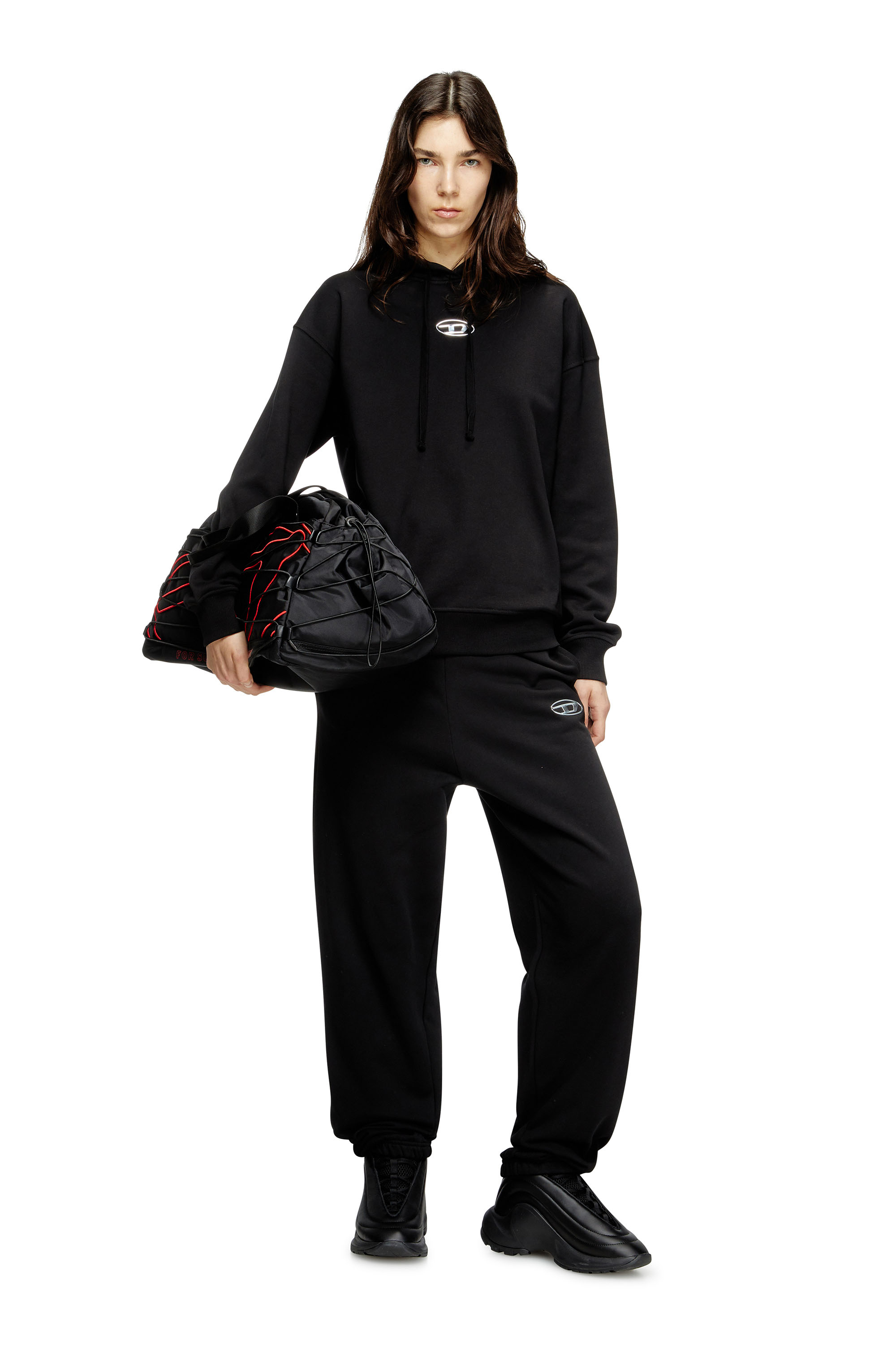 Diesel - F-BUXT-HOOD-OD, Woman's Hoodie with metal-effect Oval D logo in Black - 2