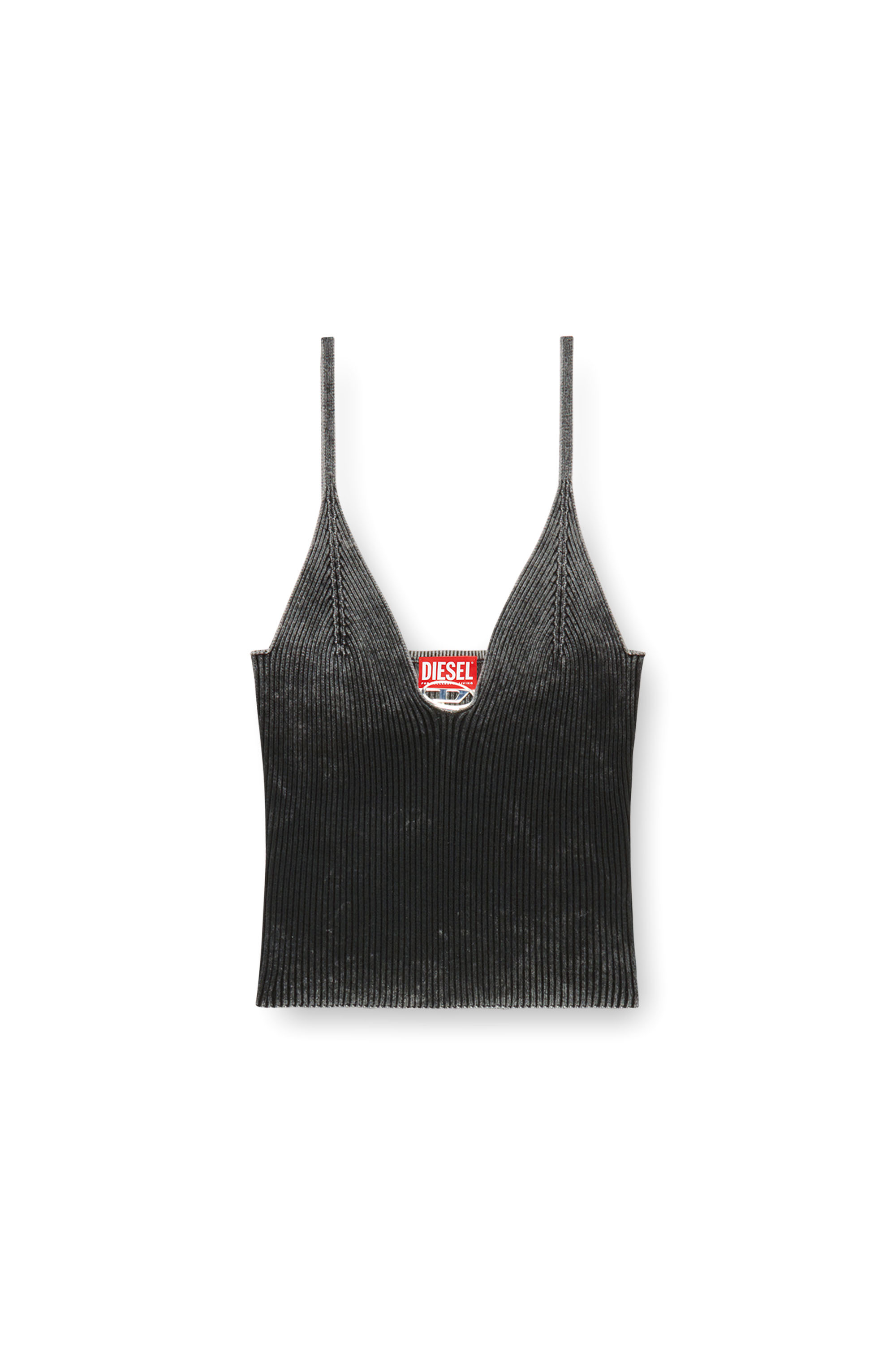 Diesel - M-LAILA, Mujer Camisola de tejido en canalé desteñido in Negro - Image 3
