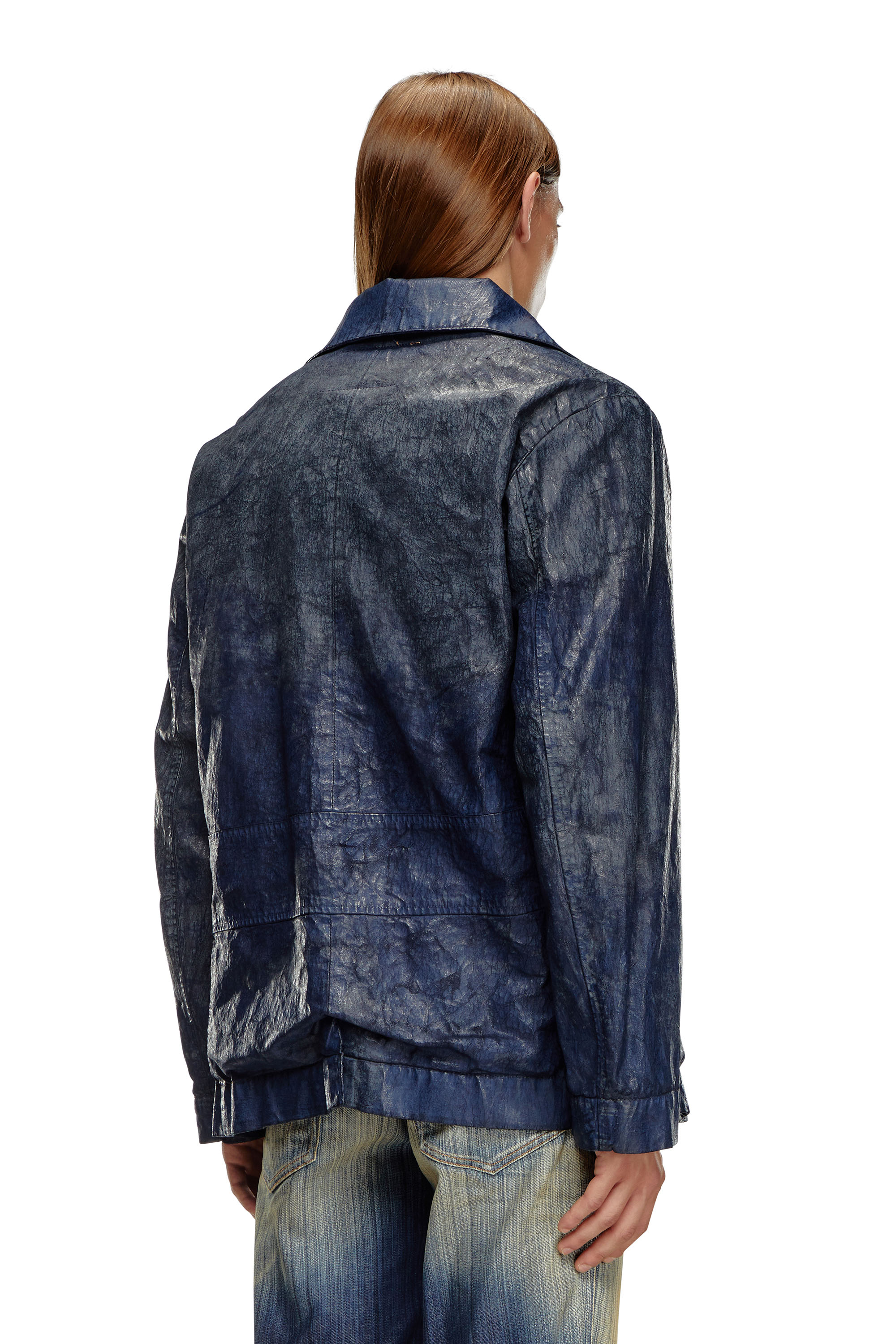 Diesel - D-BONDED-S, Man's Double-breasted jacket in coated denim in Dark Blue - 3