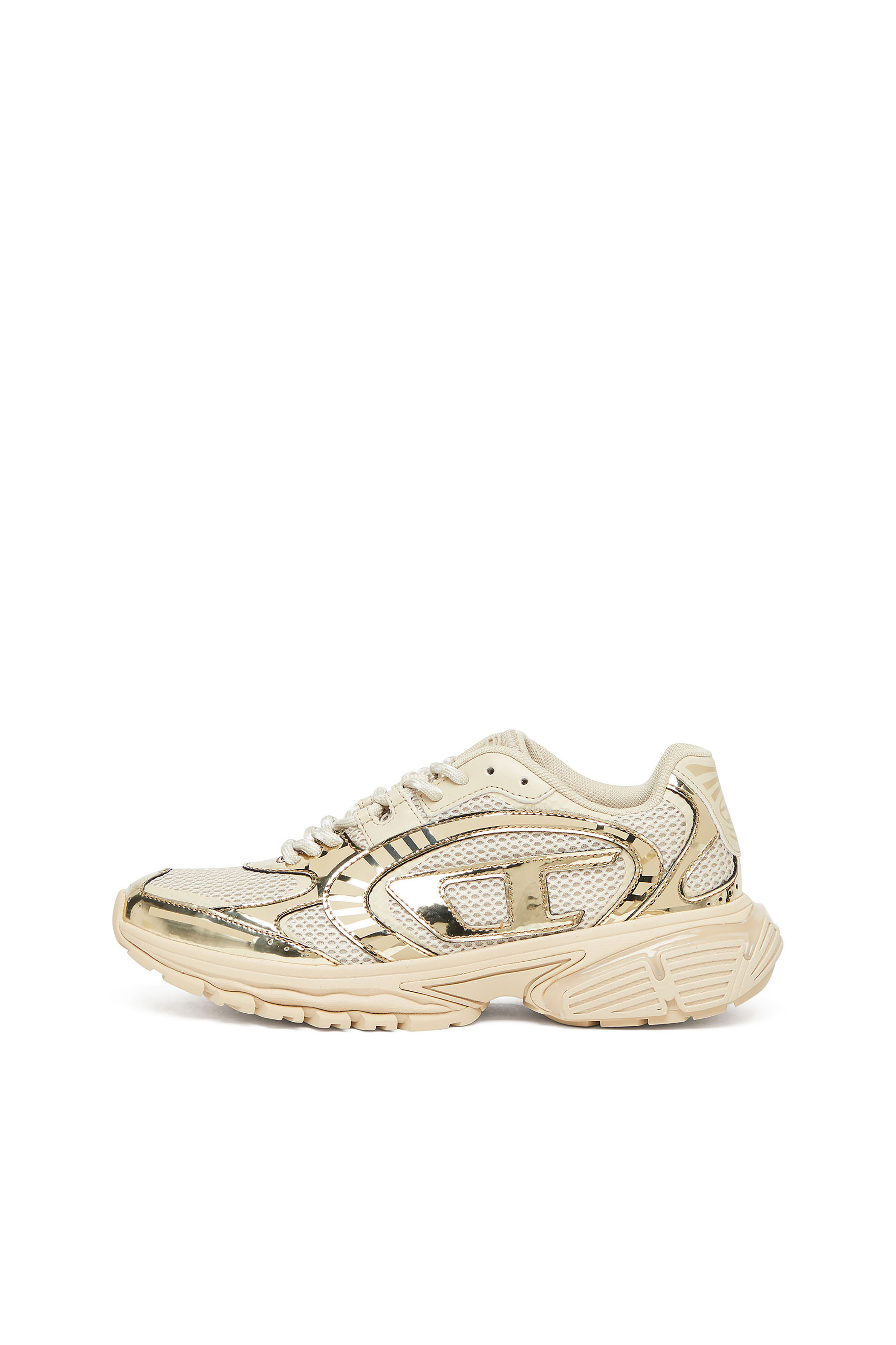 Diesel - S-PRO-V-DENSE LOW W, Woman's S-Pro-V-Dense-Metallic mesh sneakers with Oval D logo in Beige - 2