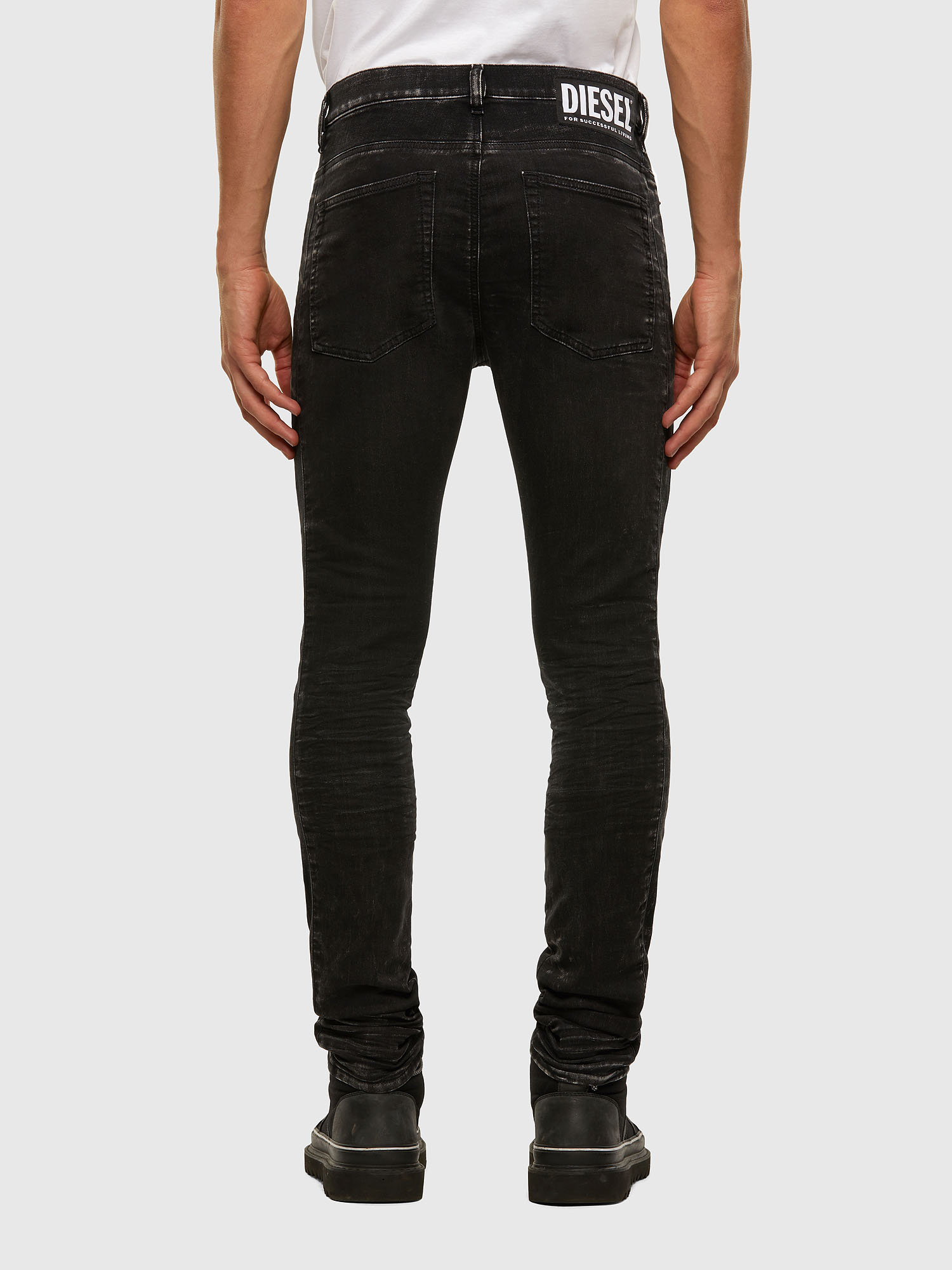 D-Reeft JoggJeans 009FY Man: Skinny Black/Dark grey Jeans | Diesel