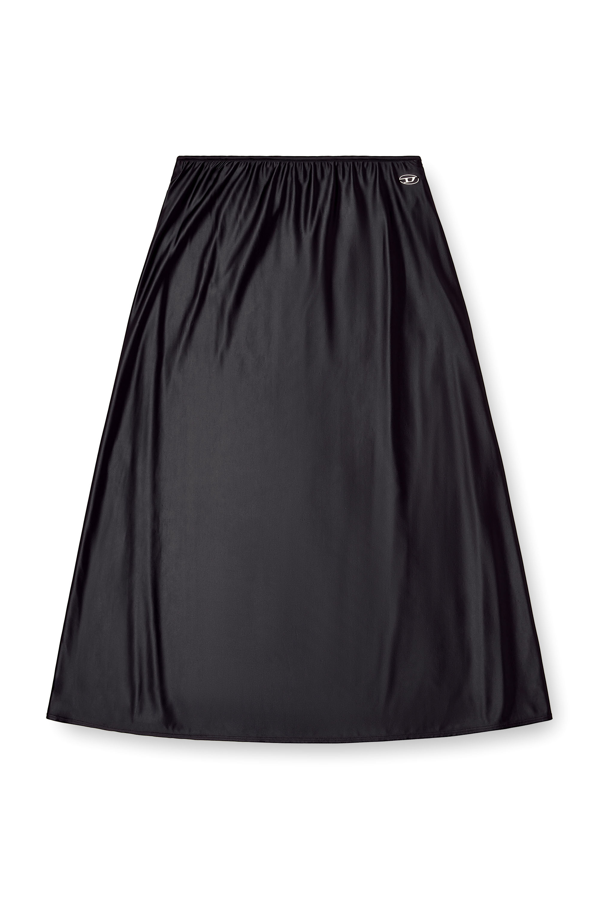 Diesel - O-MORI, Falda midi de nylon con corte evasé Mujer in Negro - 3