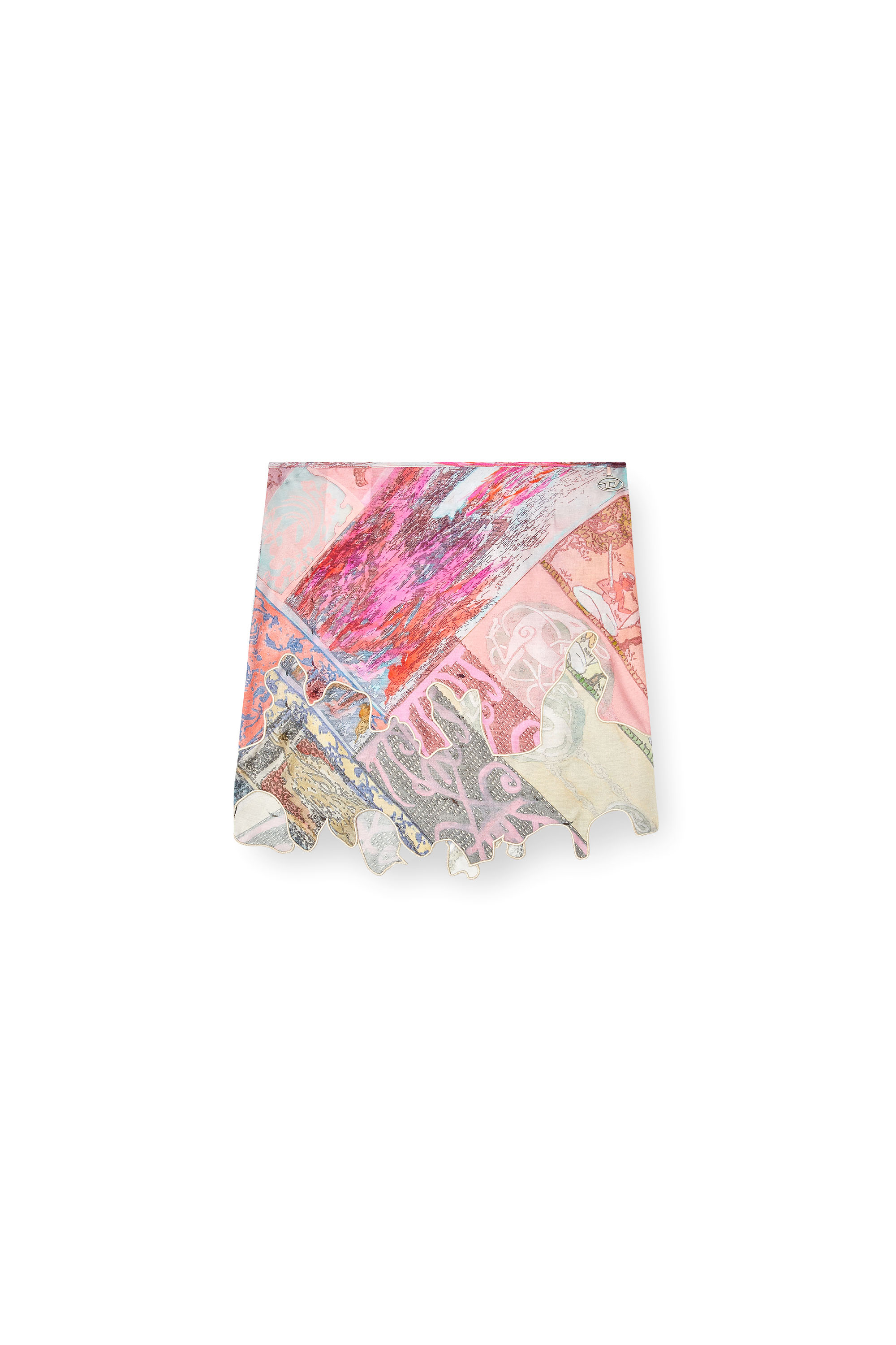 Diesel - O-DARE, Woman's Viscose mini skirt with Heraldic print in Pink - 3