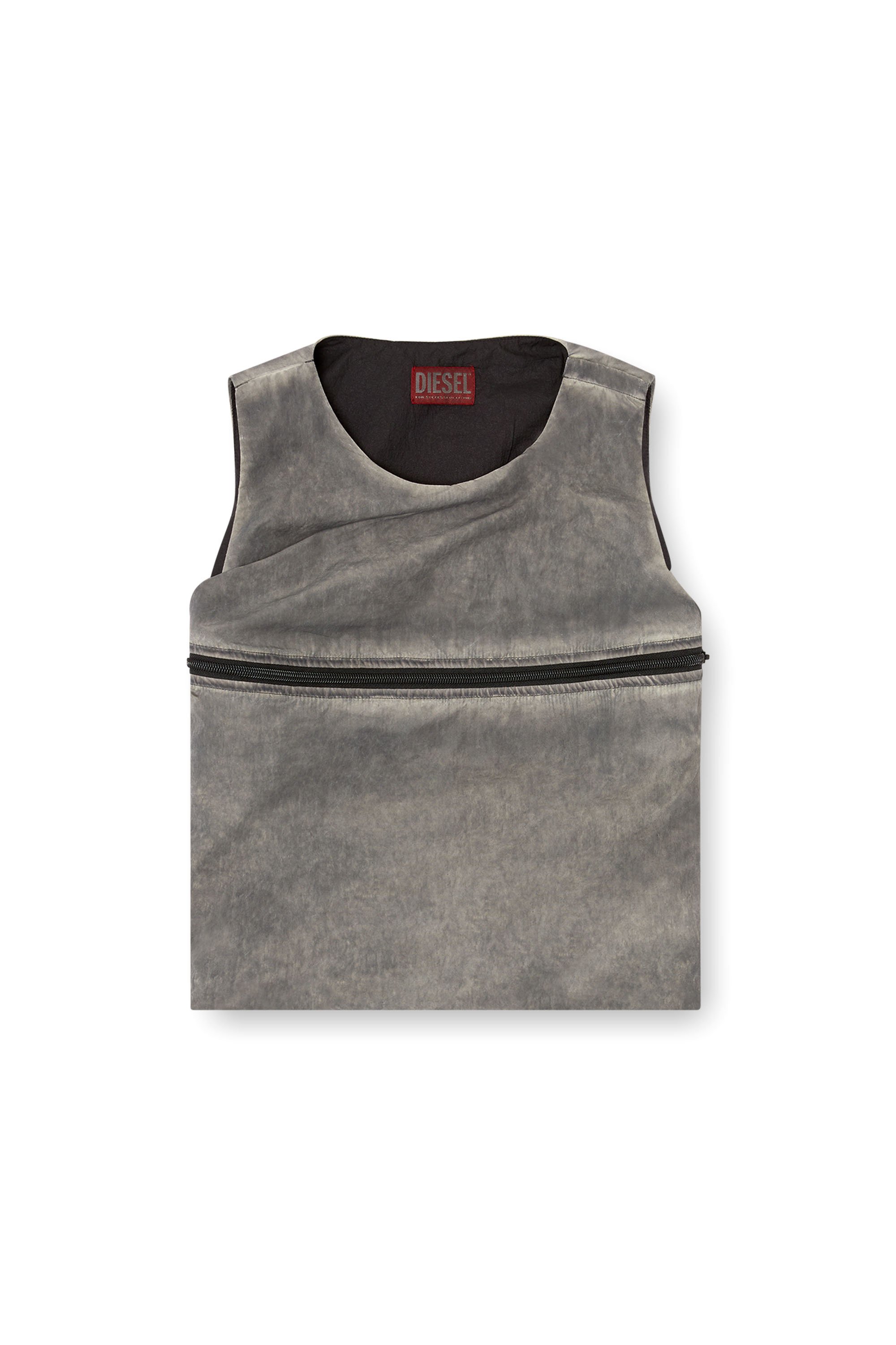 Diesel - T-ORIGIN, Woman's Bubble top with utility pocket in Grey - 4