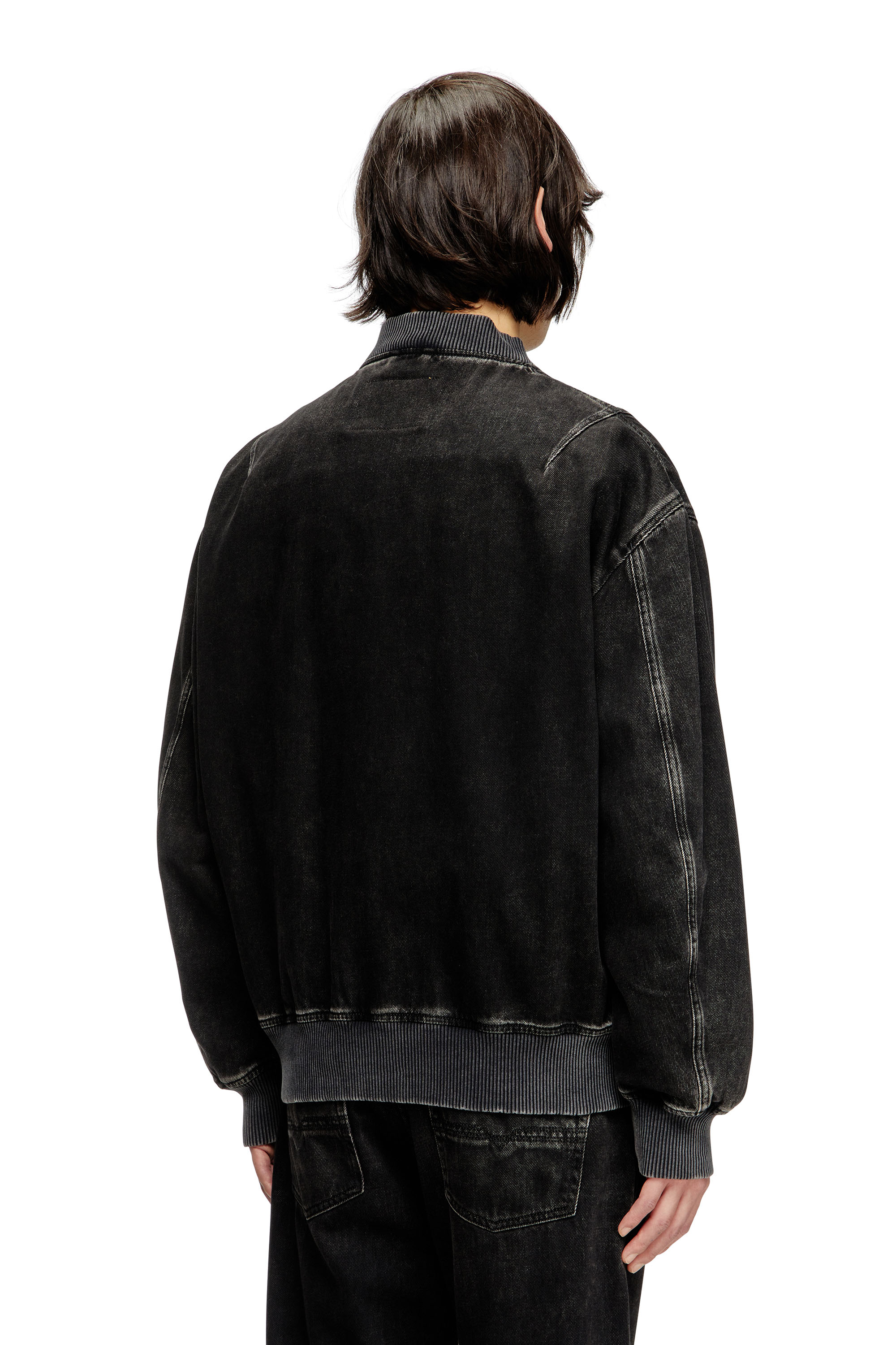 Diesel - D-VINZ, Man's Bomber jacket in clean-wash denim in Black - 3