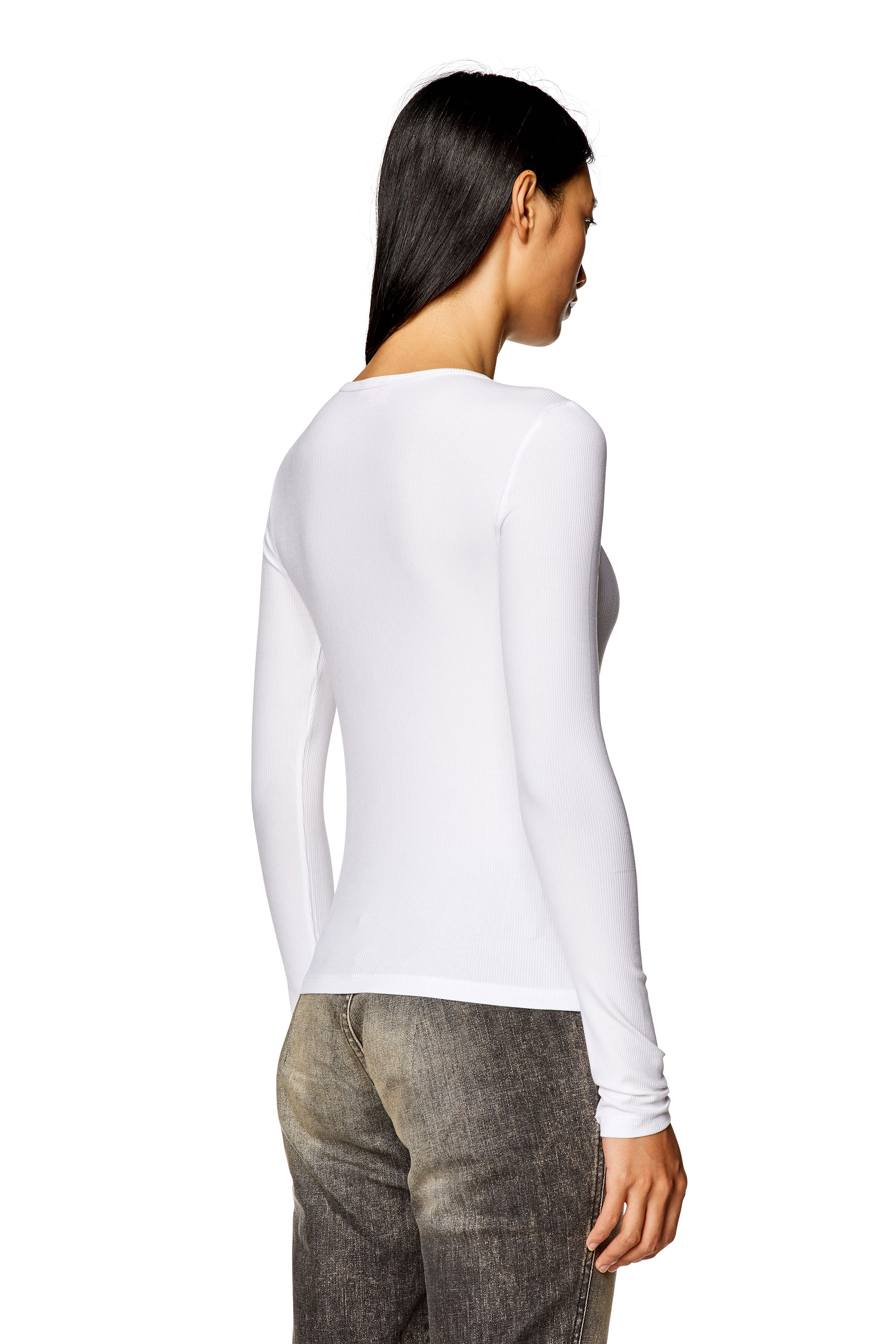 Diesel - T-MATIC-LS, Woman Long-sleeve top with chain necklace in White - Image 3