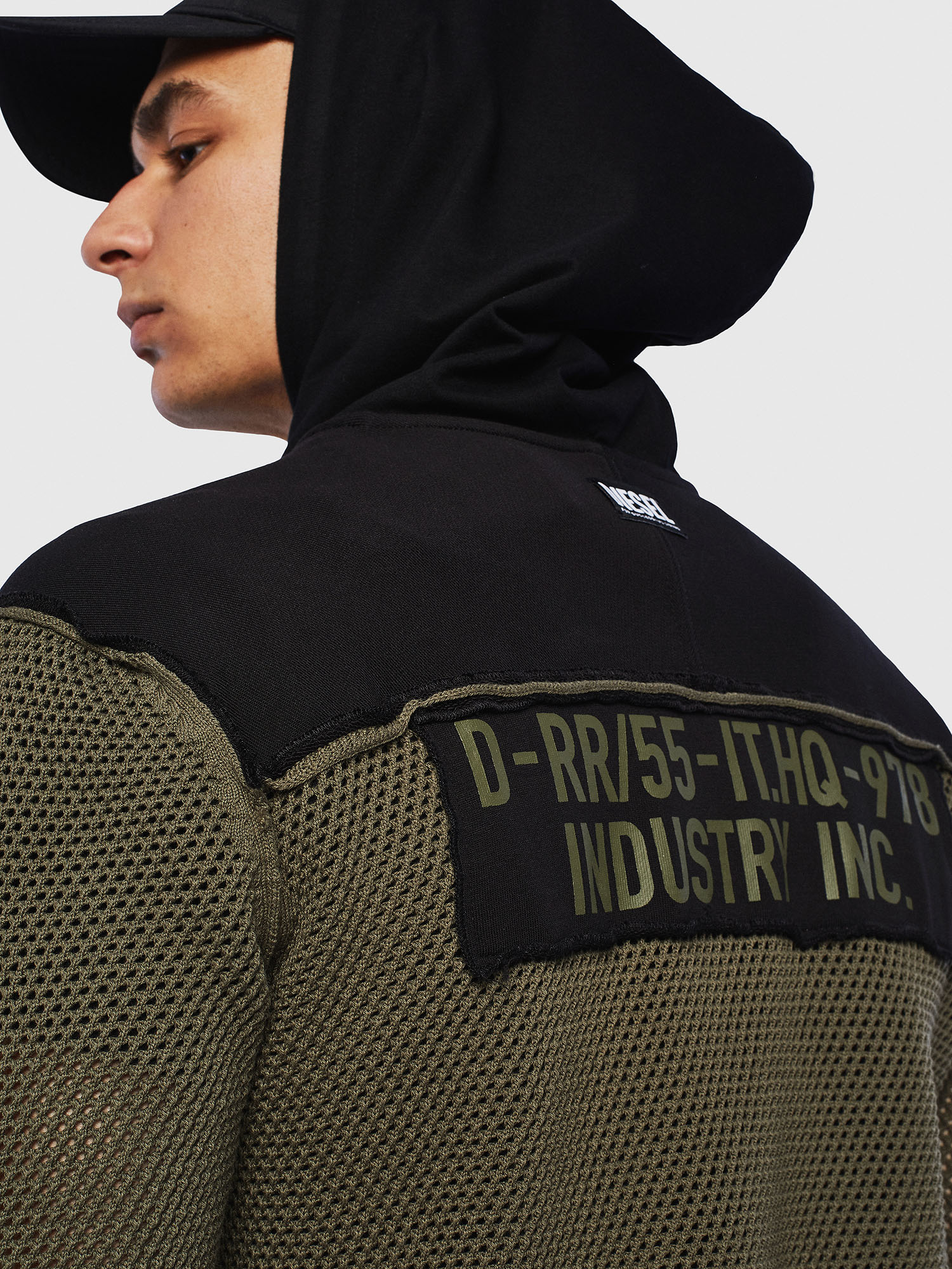 K-CONNET Man: Boxy hoodie in mesh-knit and fleece | Diesel