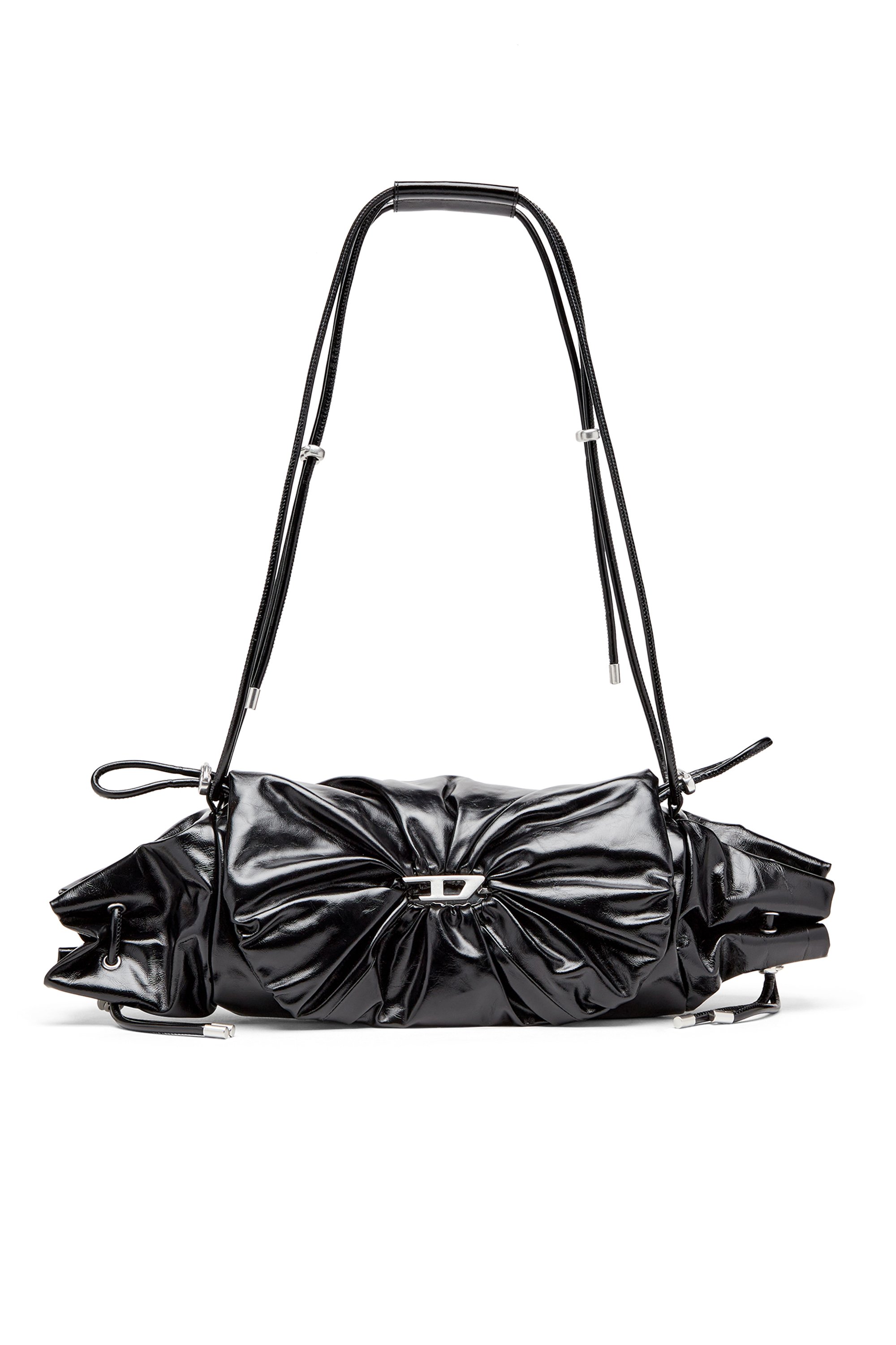 Diesel - SCRUNCH-D SHOULDER M, Scrunch-D M-Bolso de hombro en cuero brillante Mujer in Negro - 1