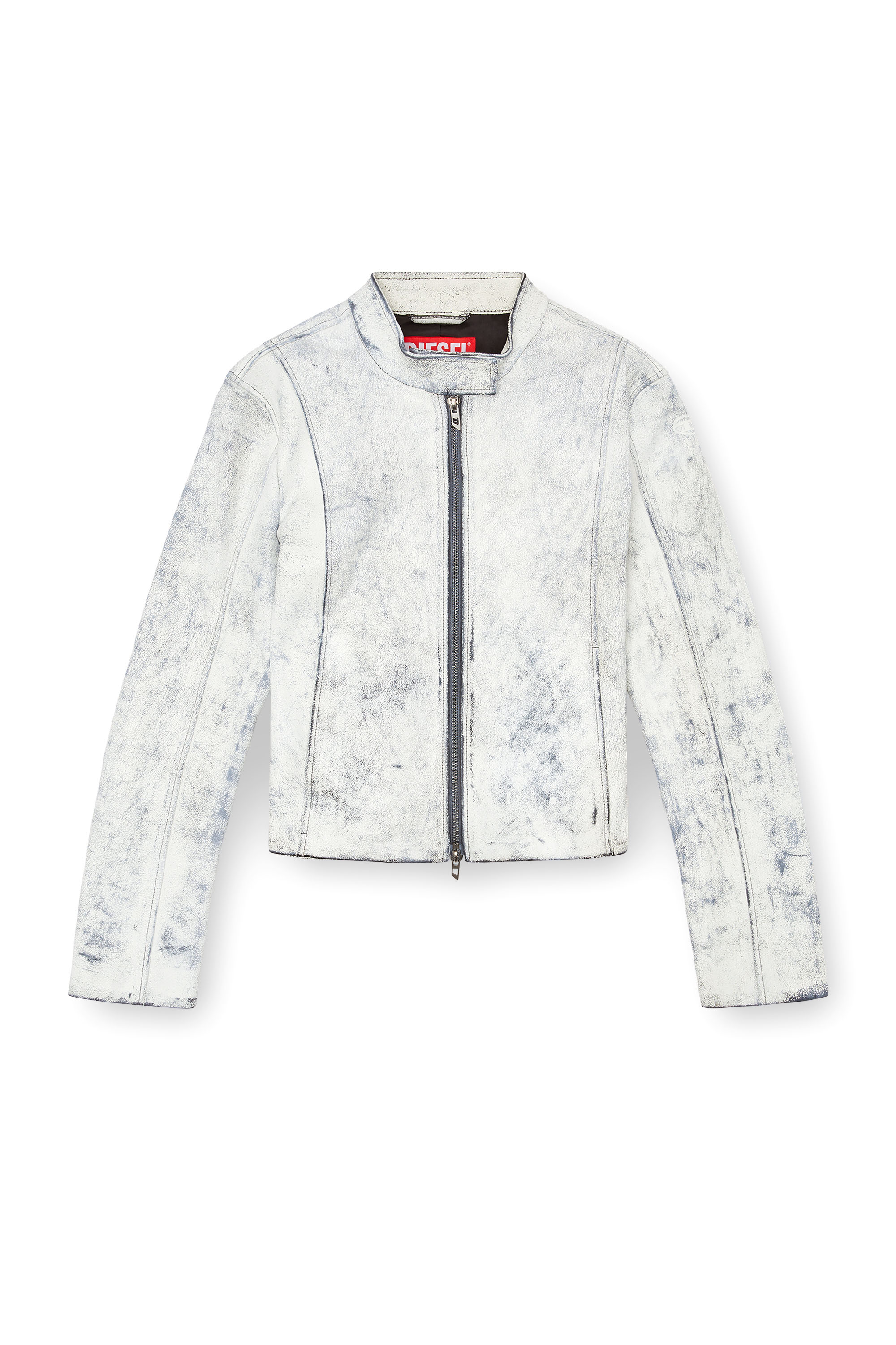 Diesel - L-YRIC, Chaqueta de cuero con efecto yeso Mujer in Blanco - 5