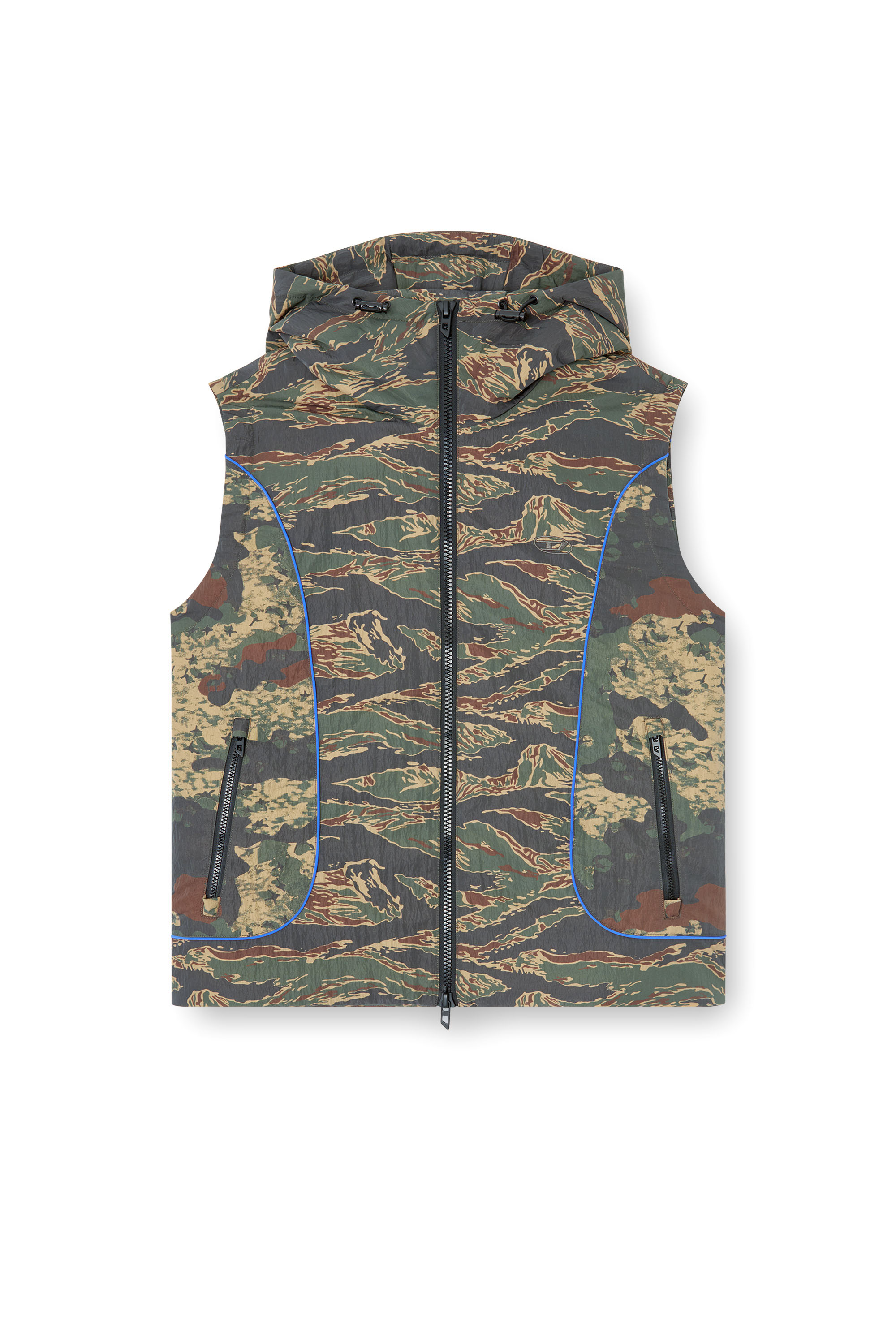 Diesel - J-OSTEND-SL-CAMU, Chaleco con capucha y mezcla de estampados de camuflaje Hombre in Multicolor - 3