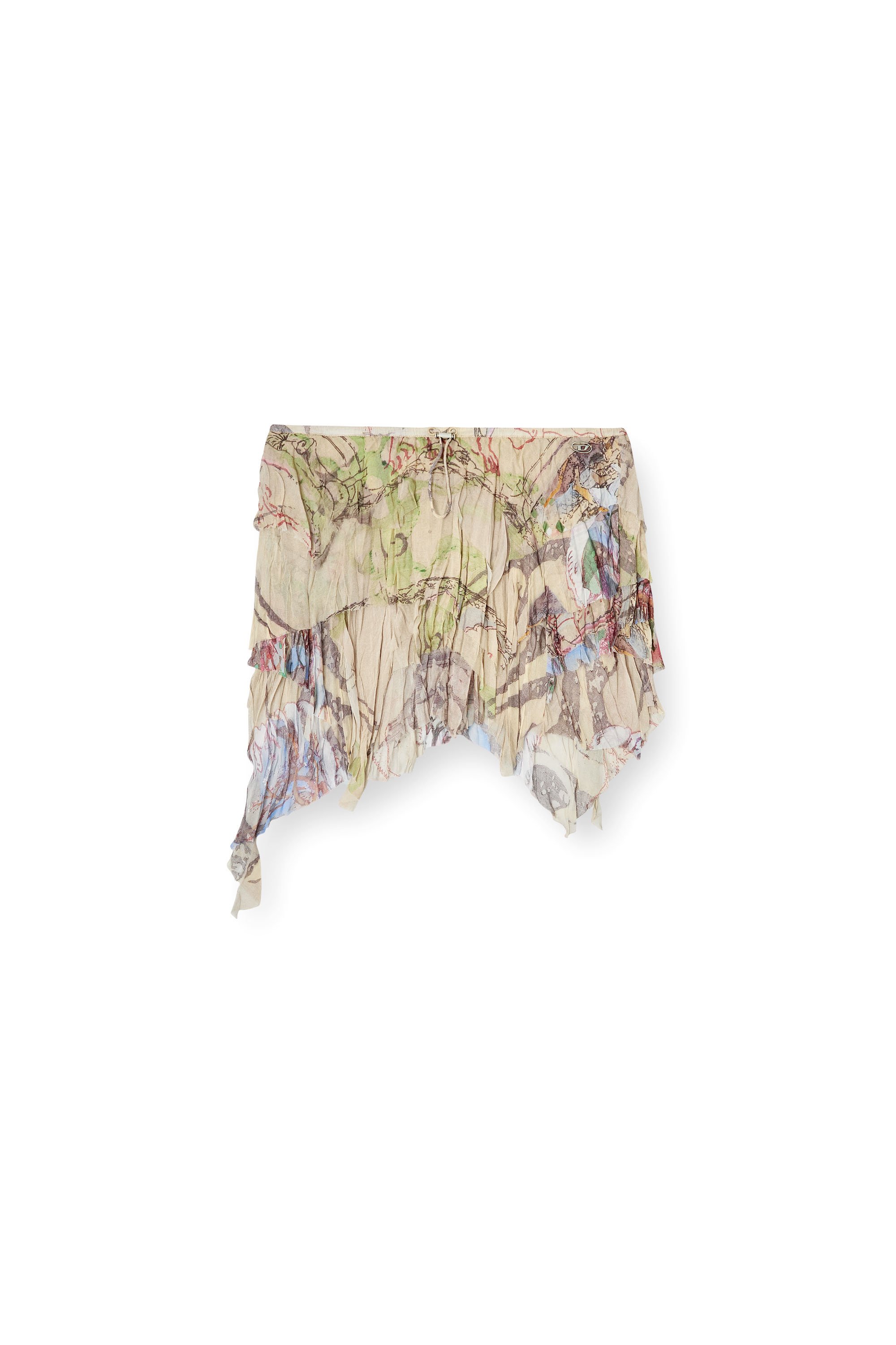 Diesel - O-SILLA, Falda arrugada estampado medieval mixto Mujer in Beige - 3