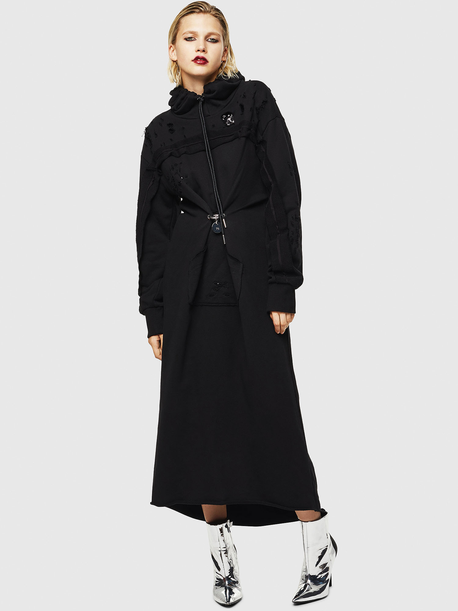 D-ILSE-ROUCHE-A Woman: Long hooded dress with ring details | Diesel