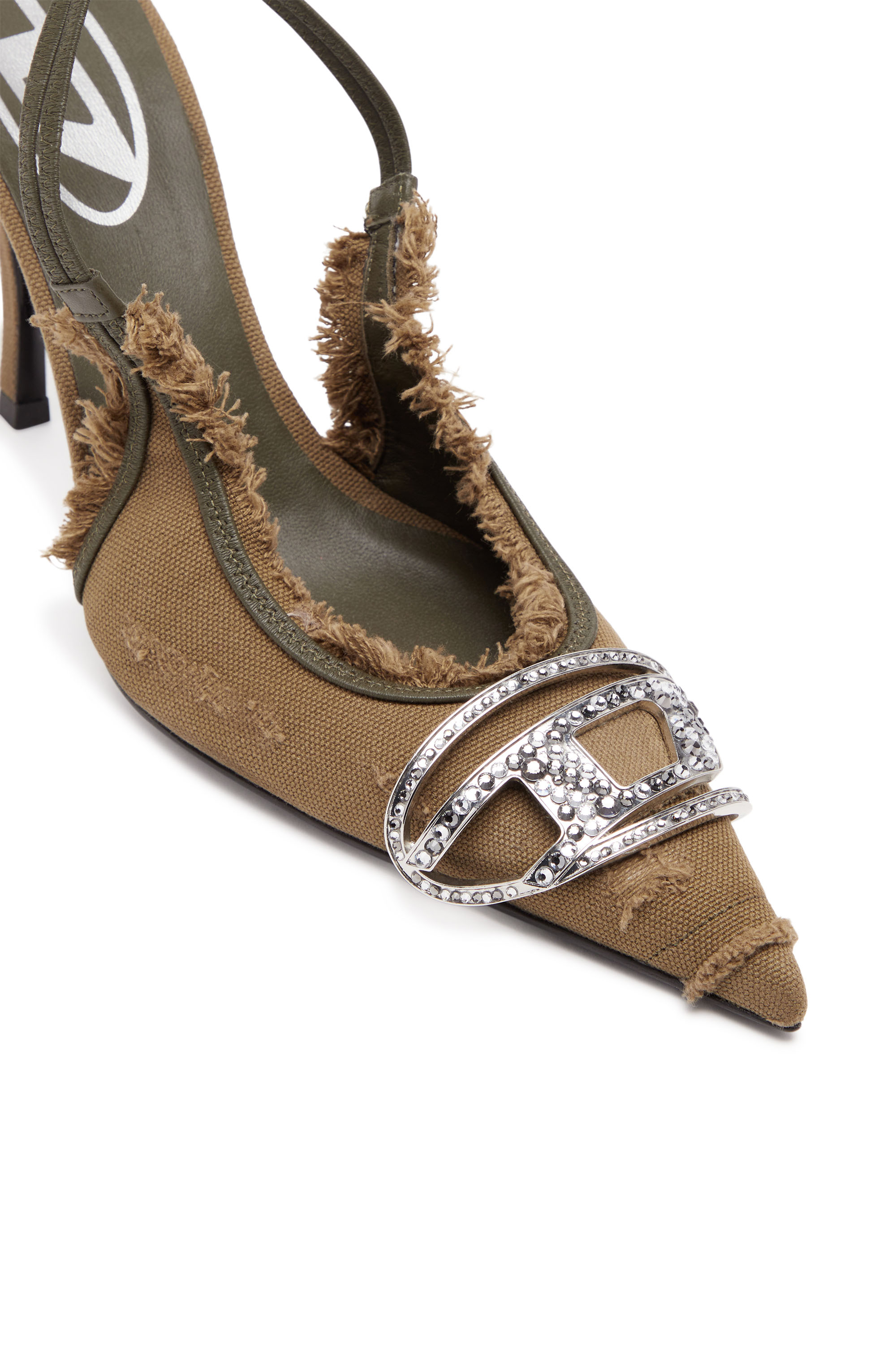 Women's D-Venus-Slingback pumps in distressed canvas | Green