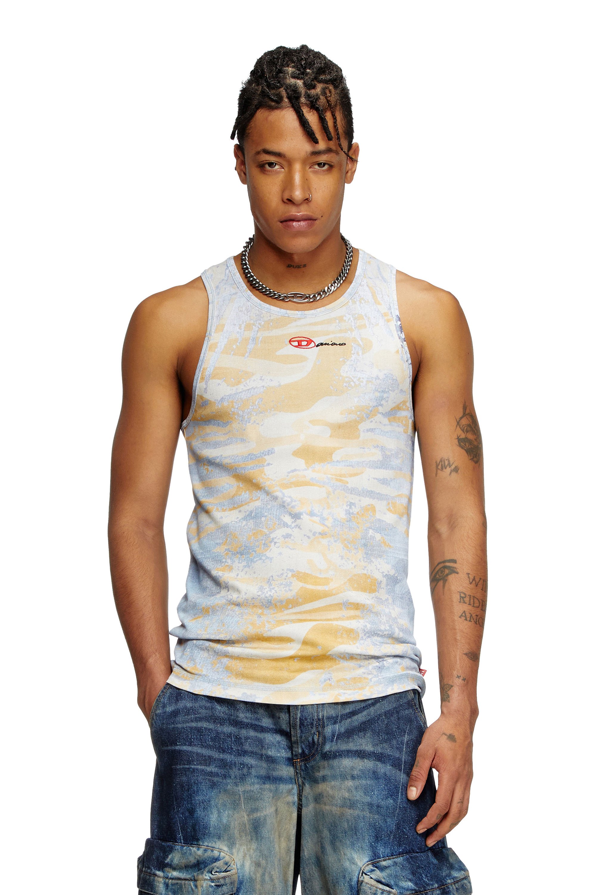 Diesel - T-LIFTY-DD, Camiseta con tirantes de camuflaje en algodón elástico Unisex in Multicolor - 1