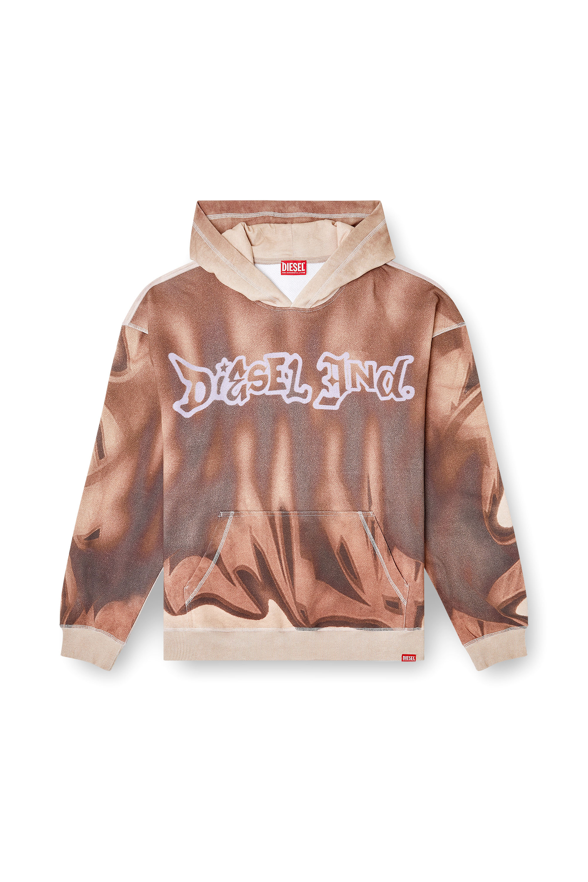 Diesel - S-BOXT-HOOD-SHOW, Man's Hoodie with graffiti print in Brown - 3
