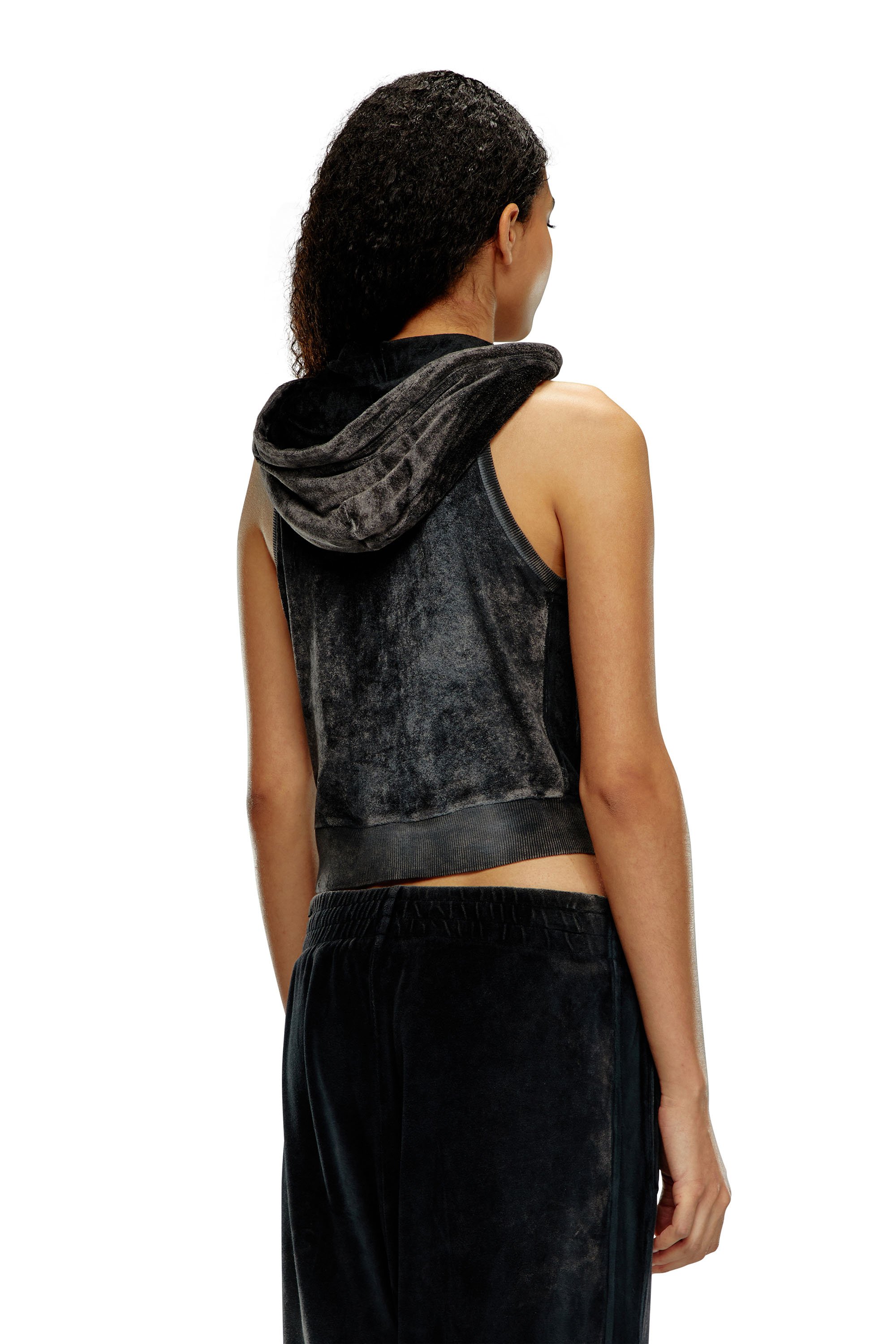 Diesel - T-CRITY-N1, Woman Chenille hoodie with crystal logo in Black - Image 3