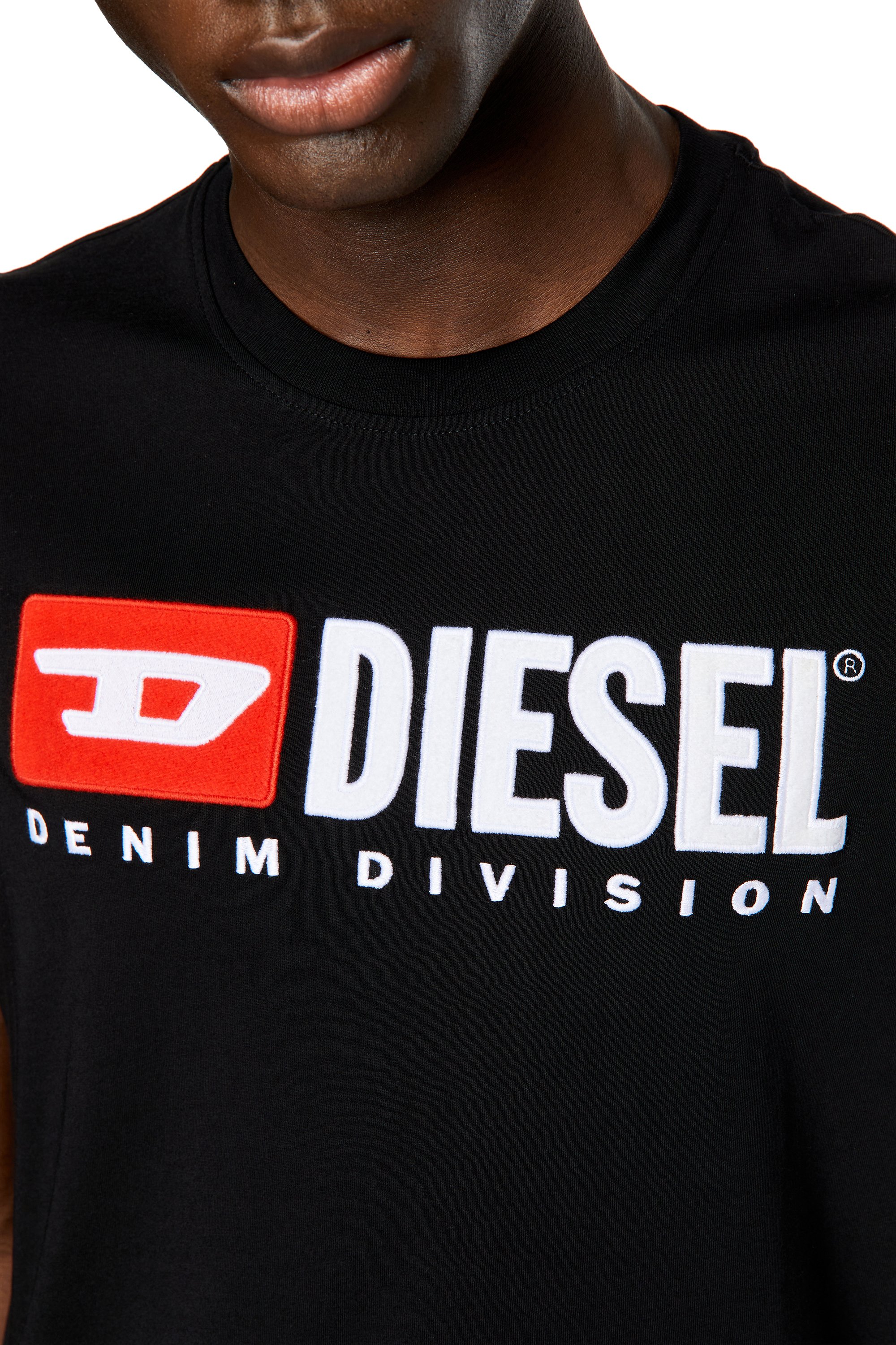 Diesel - T-DIEGOR-DIV, Man T-shirt with embroidered logo in Black - Image 3