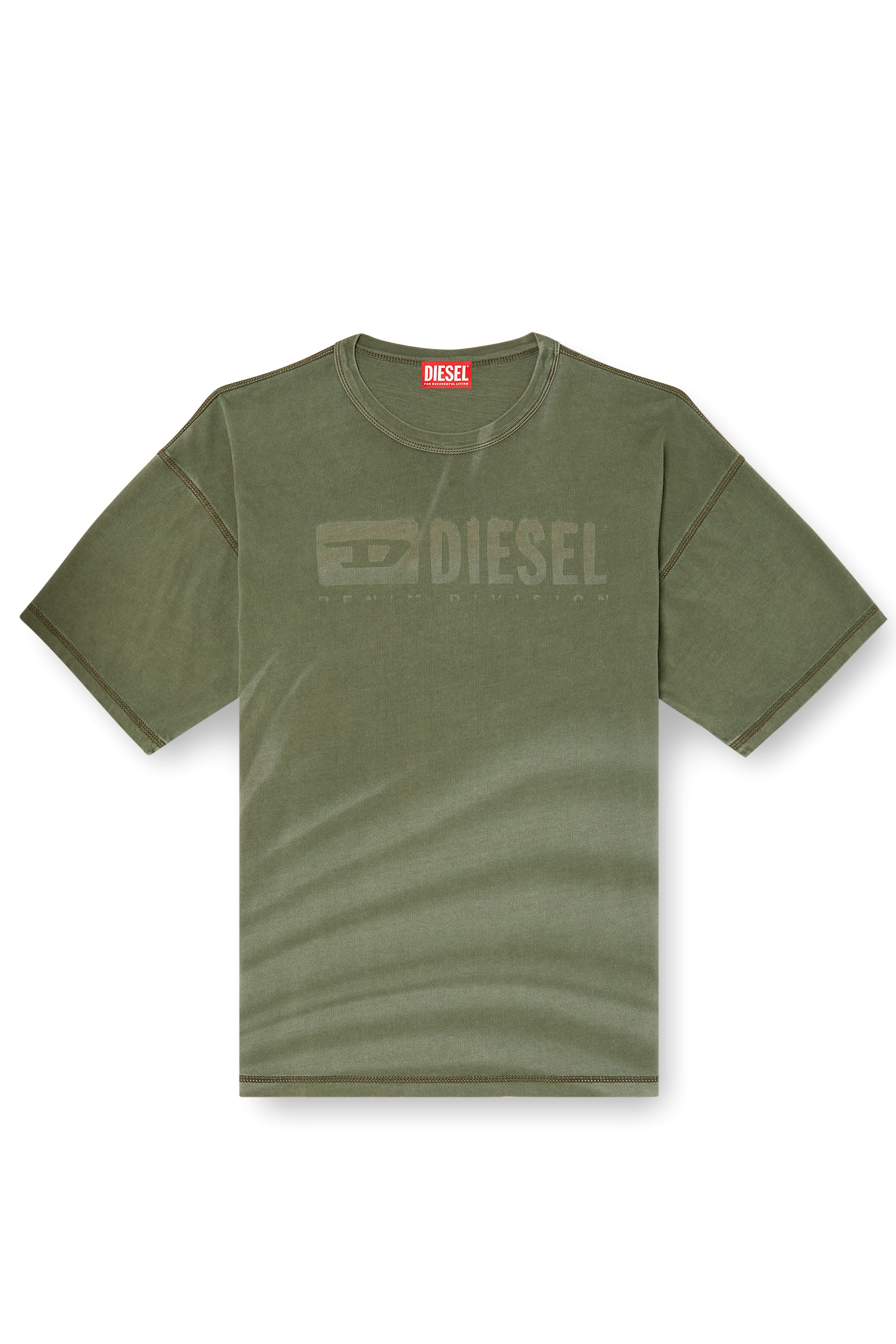 Diesel - T-ADJUST-R13, Man's Laser-faded logo T-shirt in Olive Green - 4