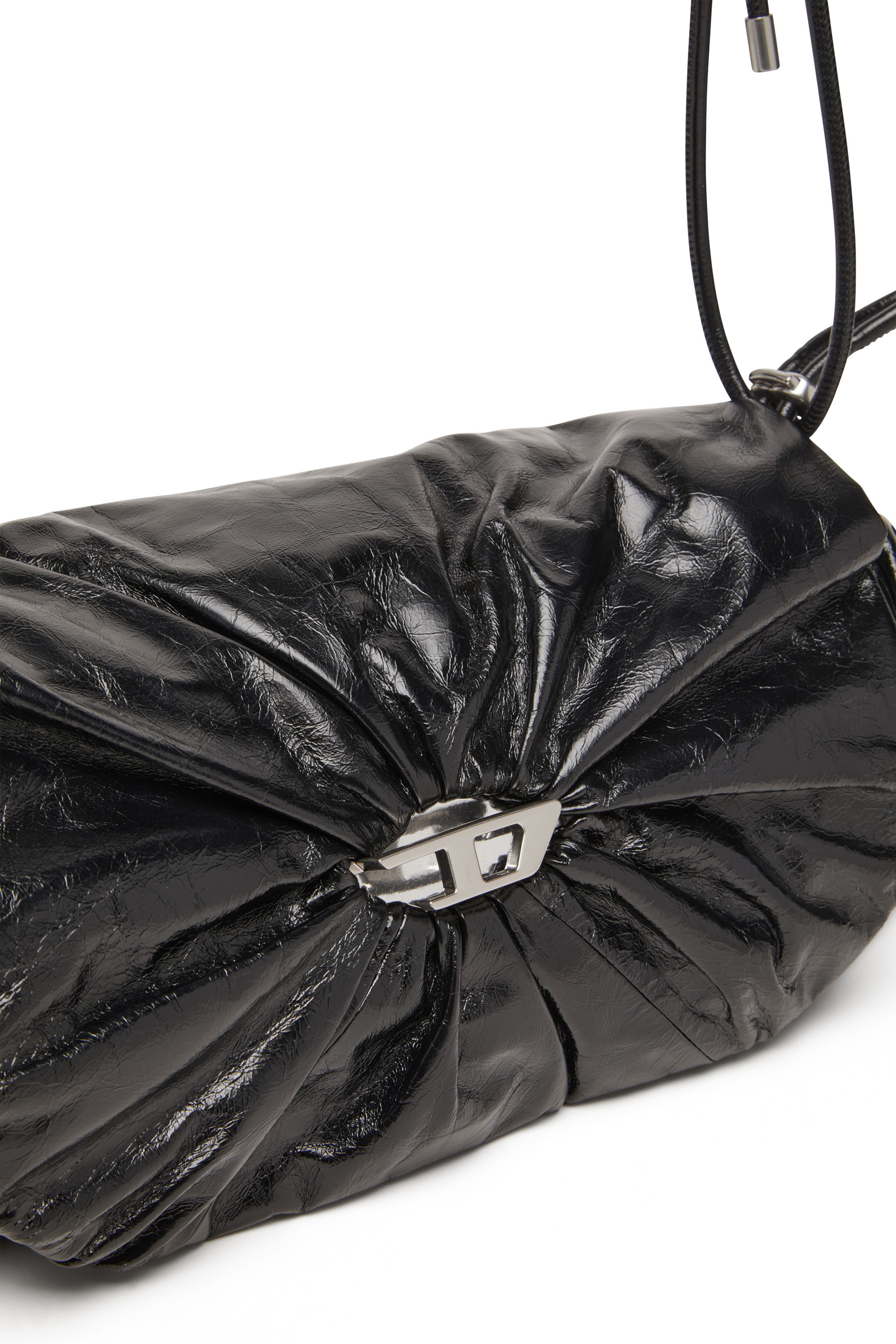 国内直営【DIESEL】SCRUNCH-D SHOULDER S ショルダーバッグ Women's Scrunch-D M-Shoulder bag in shiny leather | Black