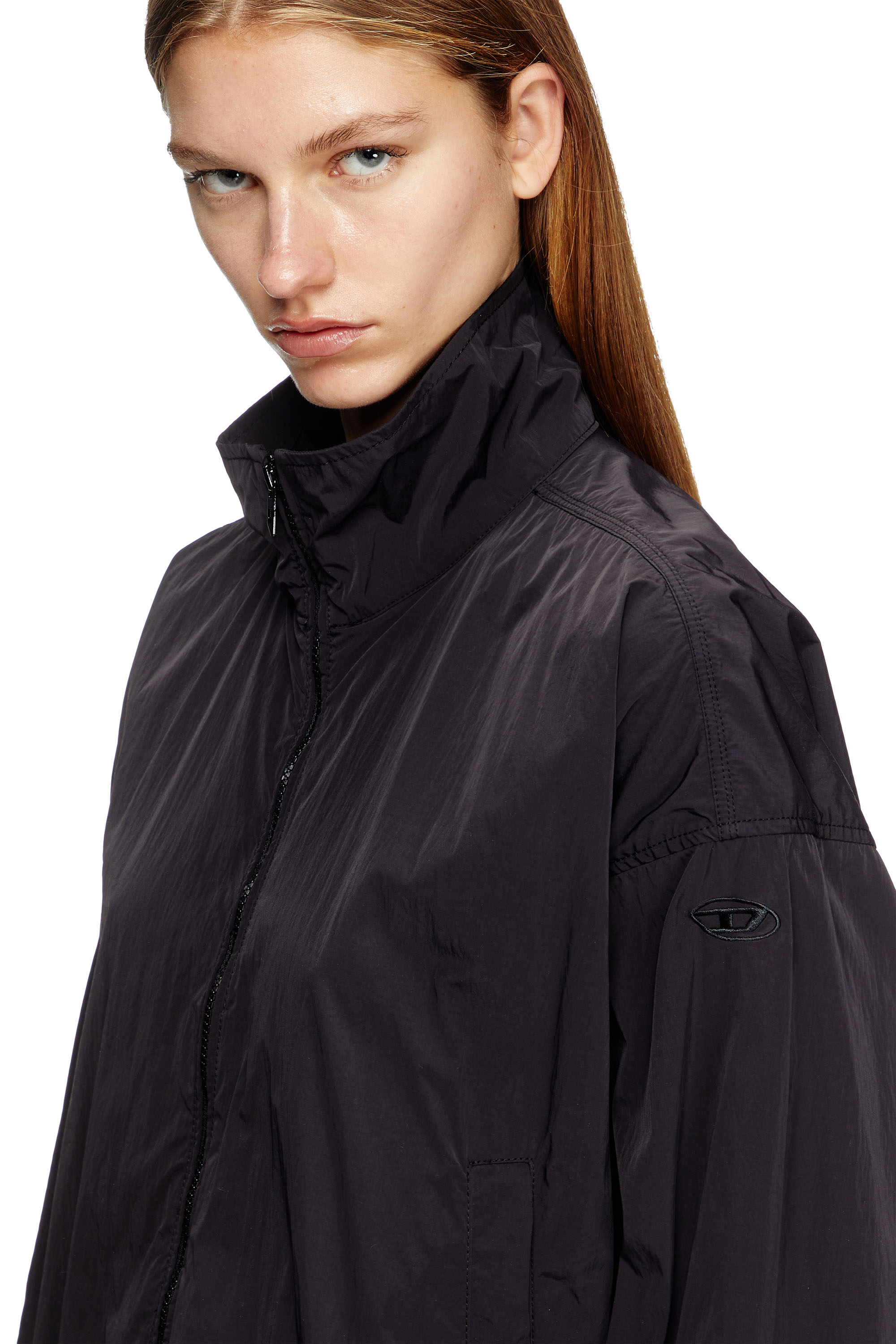 Diesel - G-LEAM, Woman's Windbreaker in compact nylon in Black - 4